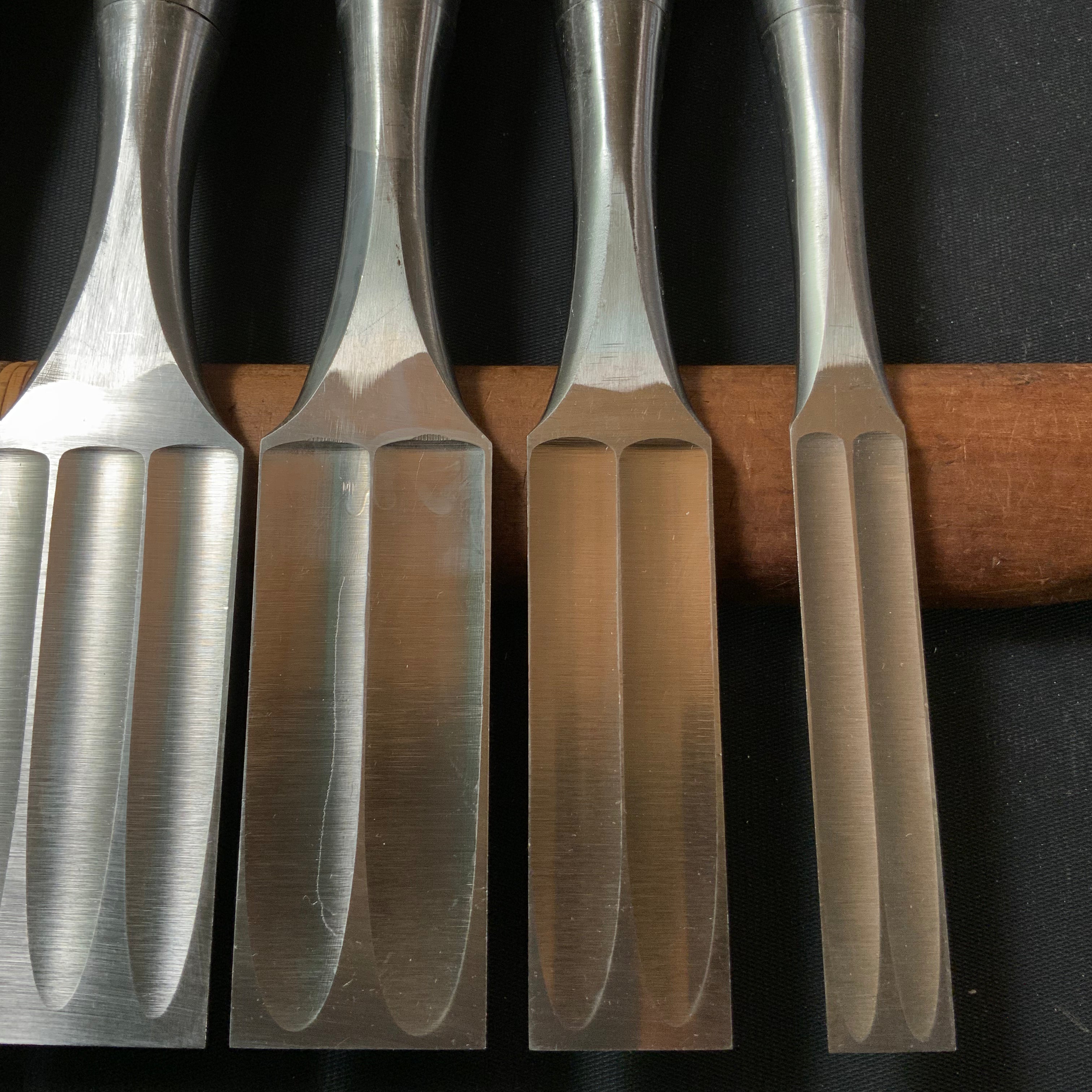 Old stock #7 Mixed set High-Speed Steel Timber chisels 掘出し物 バラ鑿合わせ ハイス叩鑿 6本組 Tatakinomi
