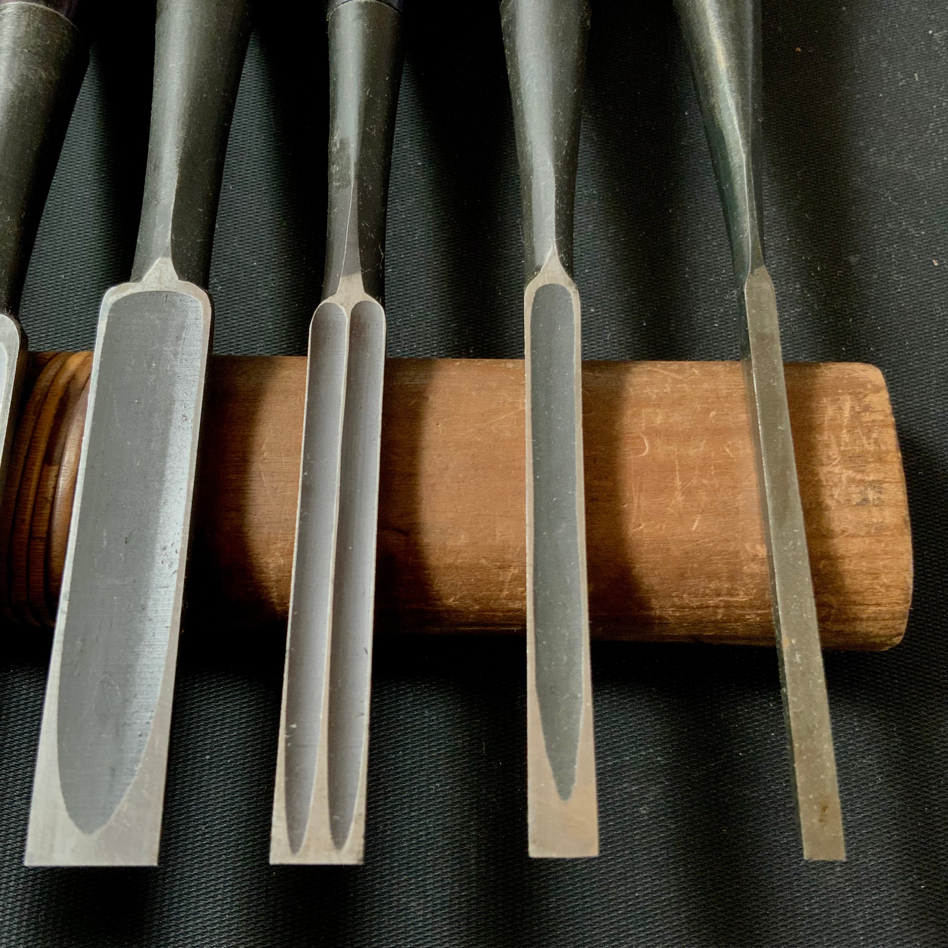 #M152 Mixed set for beginner Bench chisels set by unknown smith バラ鑿合わせ 初心者におすすめ 追入組鑿作者不明