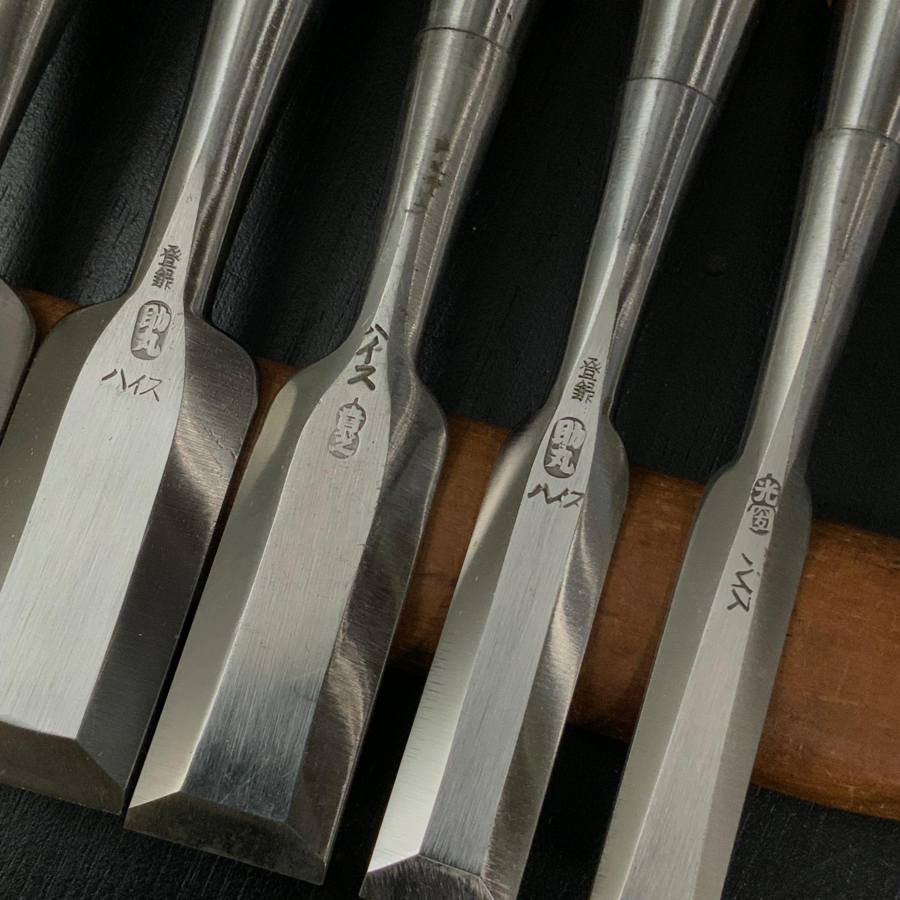 #M176 Mixed set High-Speed Steel Bench chiselset 掘出し物 バラ鑿合わせ ハイス 追入鑿 5本組