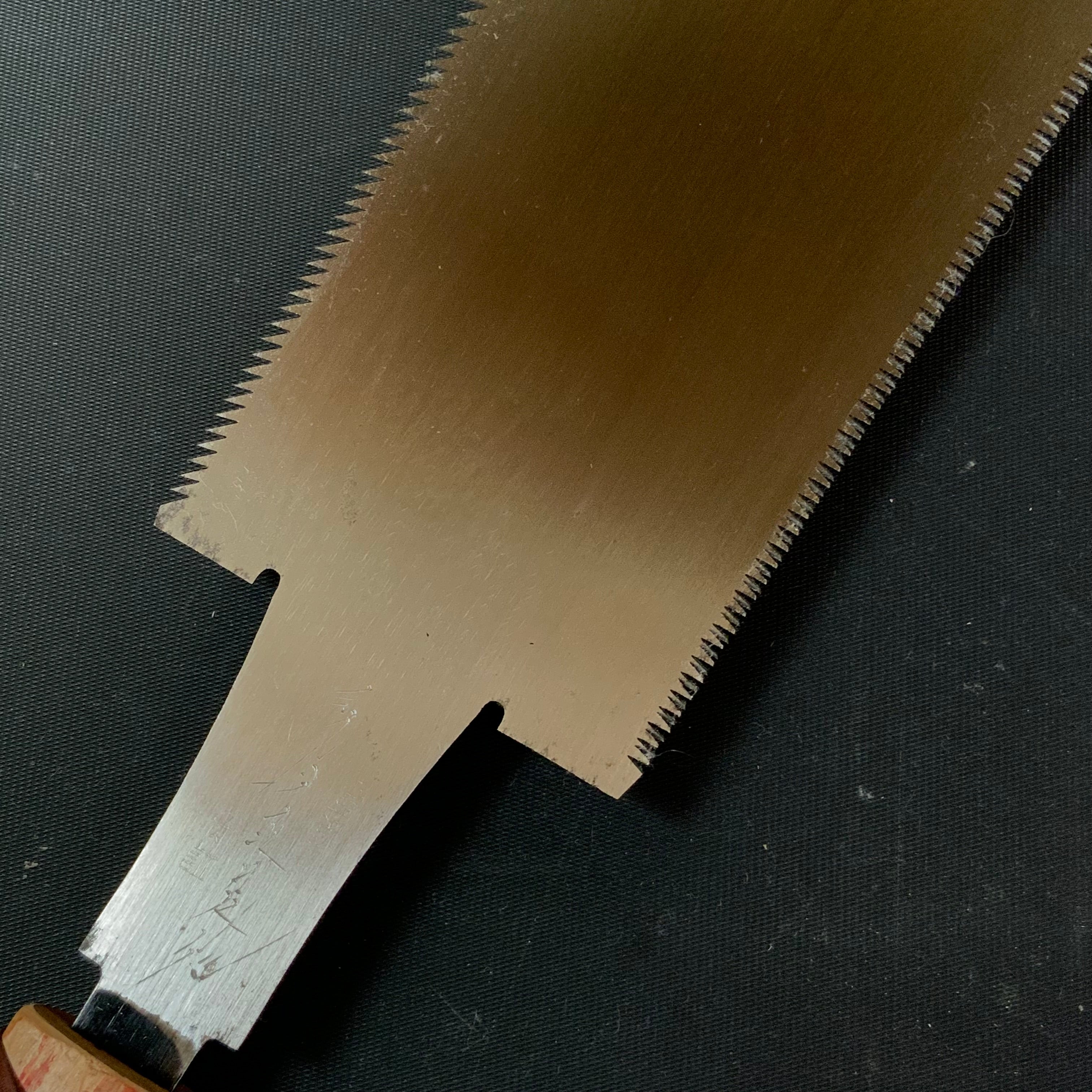 #R40 Ready to use! Old stock Double Edge Saw with Eddy Type Handles set by Kurashige 直ぐ使い 倉重栄助 目立 渦巻き柄 両刃鋸 210mm