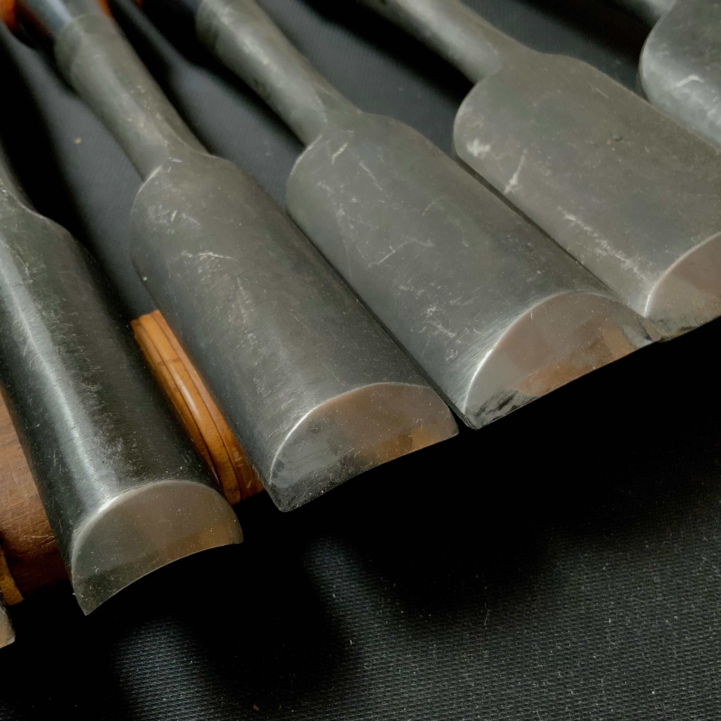 Old stock #1 Uchimaru-Nomi Gouge Chisels set 掘出し物 内丸鑿 10本組鑿