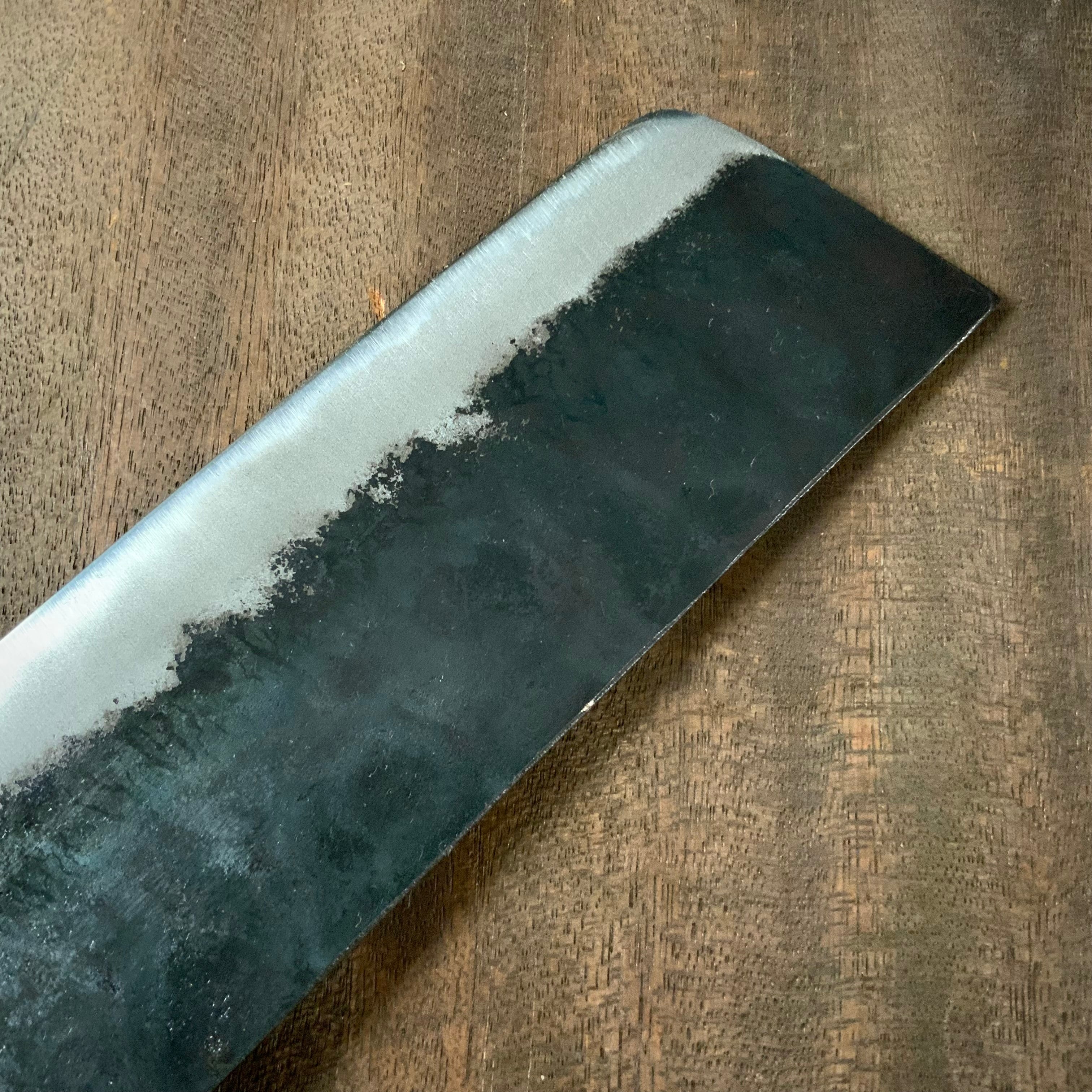 Toufuku Kurouchi Nakiri Hocho 東福作 黒打 菜切包丁(幅広)青紙付 165mm