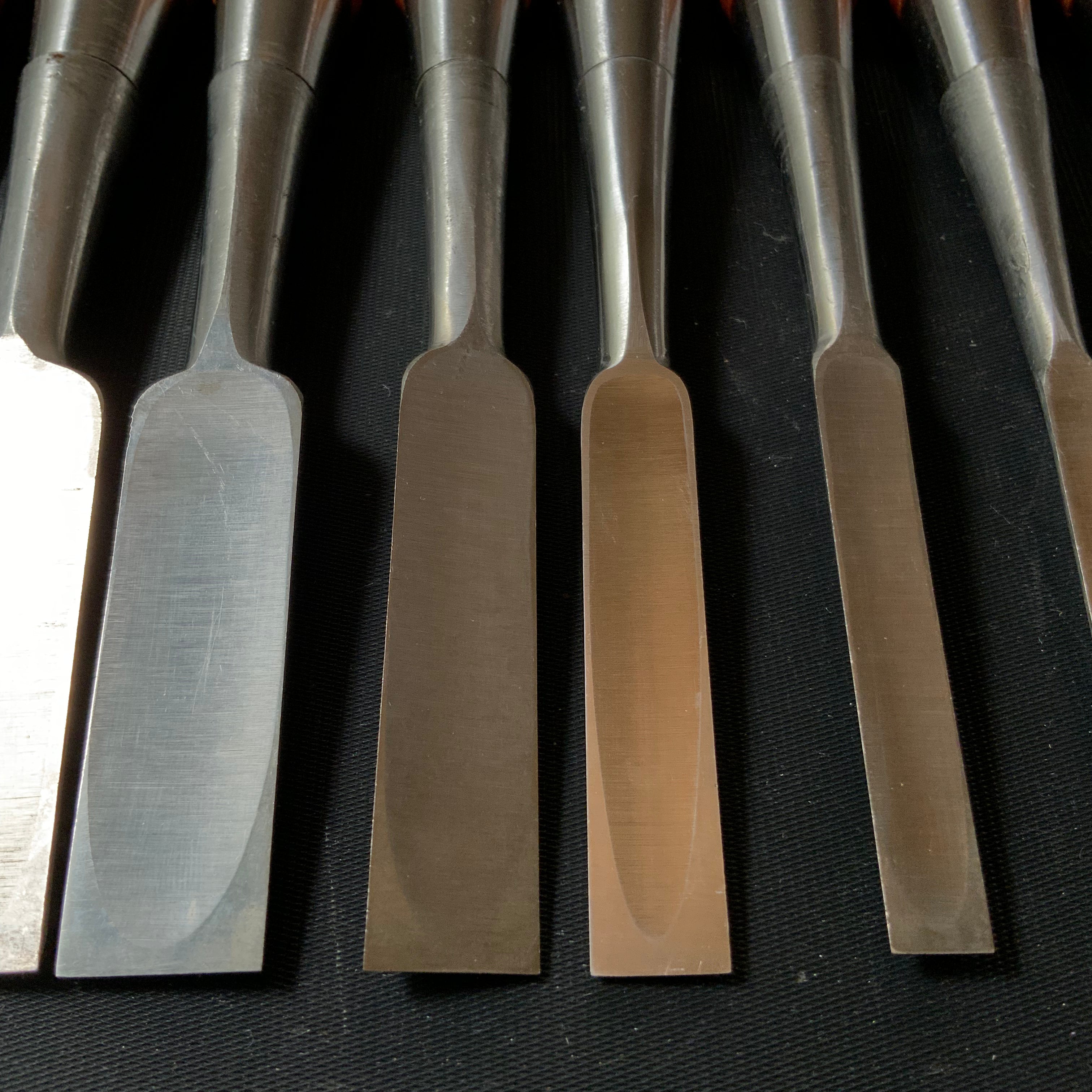 Old stock #7 Sukemaru 4th Wholesaler stamp High-Speed Steel Bench chisels set 掘出し物 四代助丸 問屋銘 ハイス鋼追入組鑿 Oirenomi