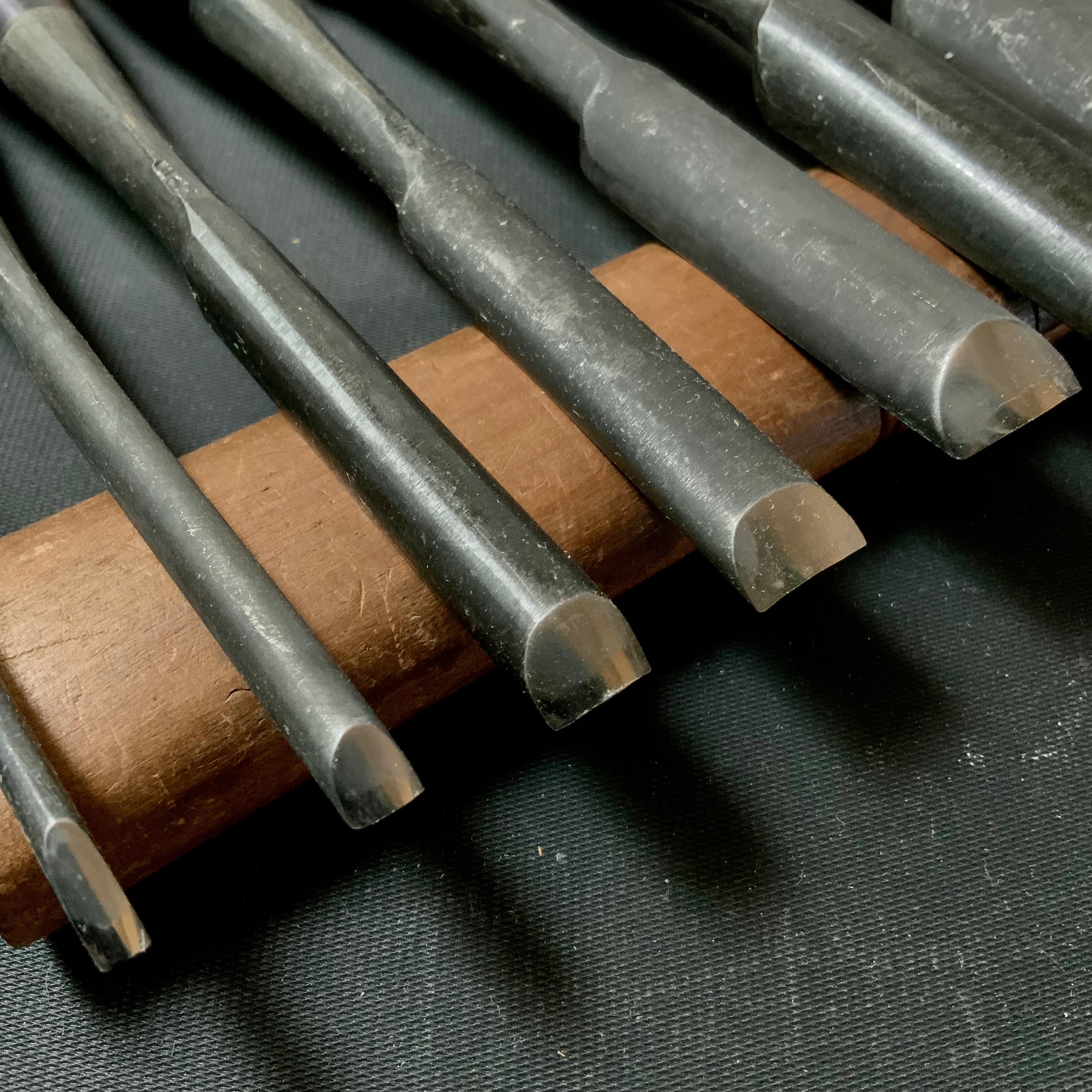 Old stock #1 Uchimaru-Nomi Gouge Chisels set 掘出し物 内丸鑿 10本組鑿