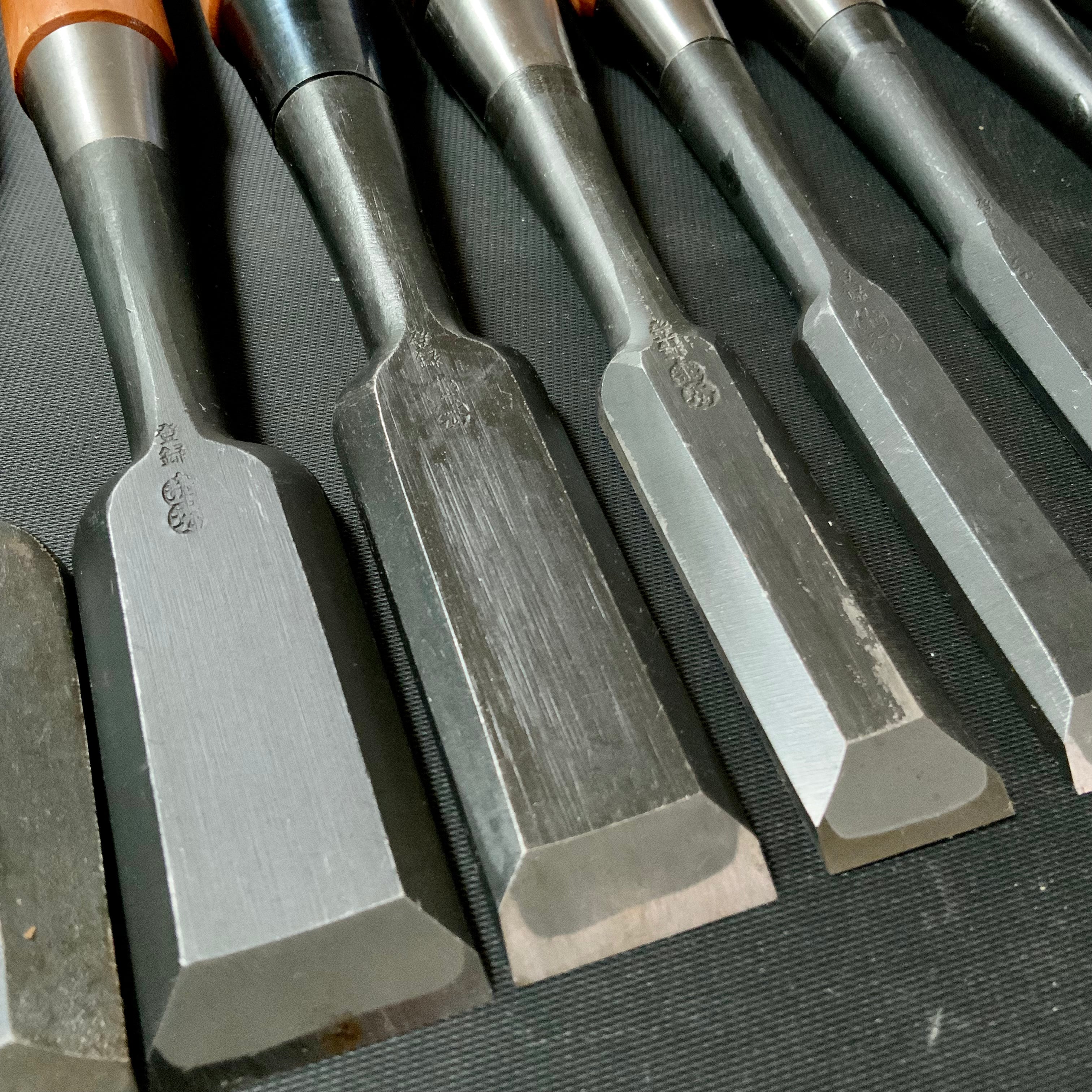 #M148 Mixed set for beginner Bench chisels set by unknown smith バラ鑿合わせ 初心者におすすめ 追入組鑿