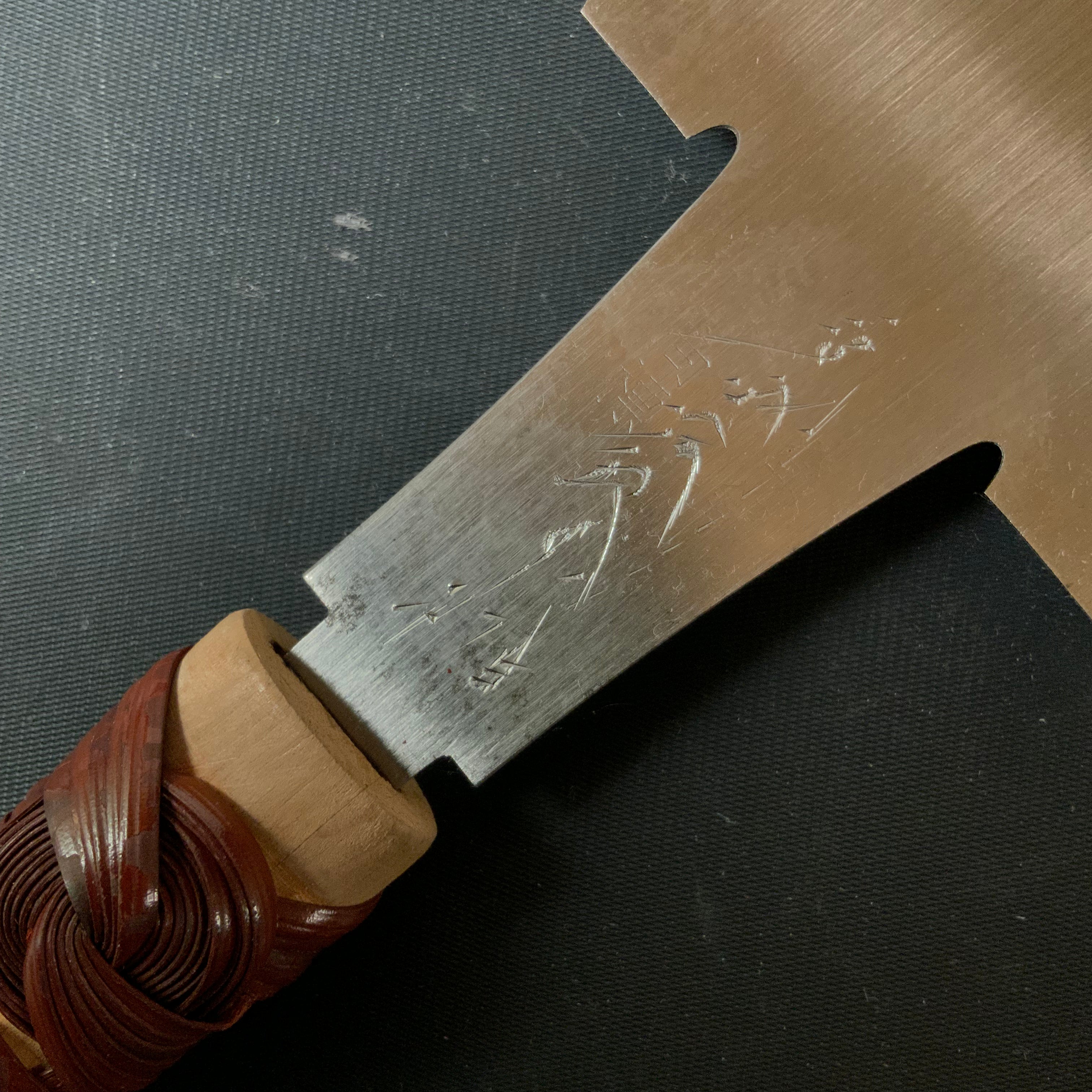 #R34 Ready to use! Old stock Double Edge Saw with Eddy Type Handles set by Kurashige 直ぐ使い 倉重栄助 目立 渦巻き柄 両刃鋸 210mm