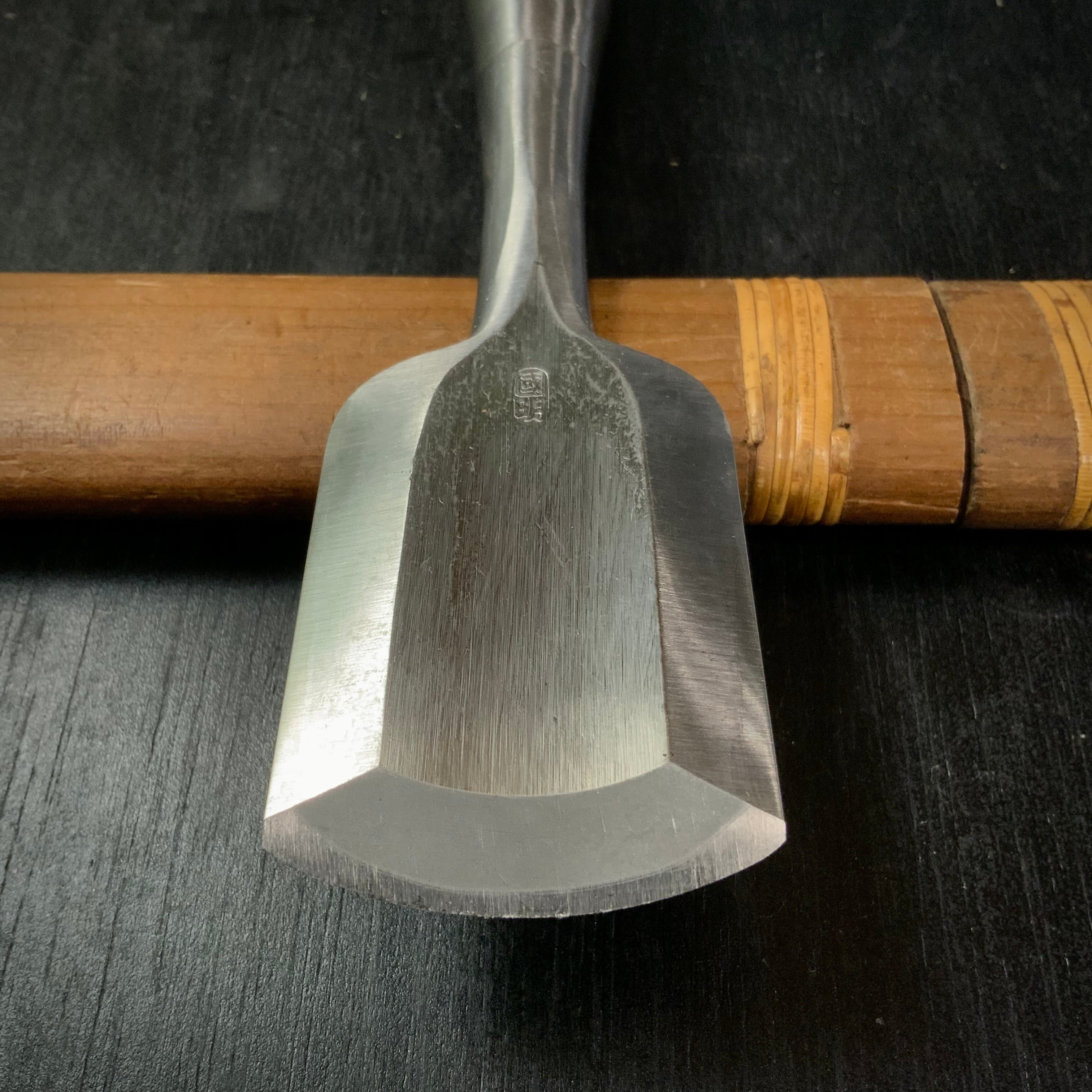 Old Stock Kuniaki Soto maru chisels with white steel 掘出し物 國明 外丸組鑿 42mm