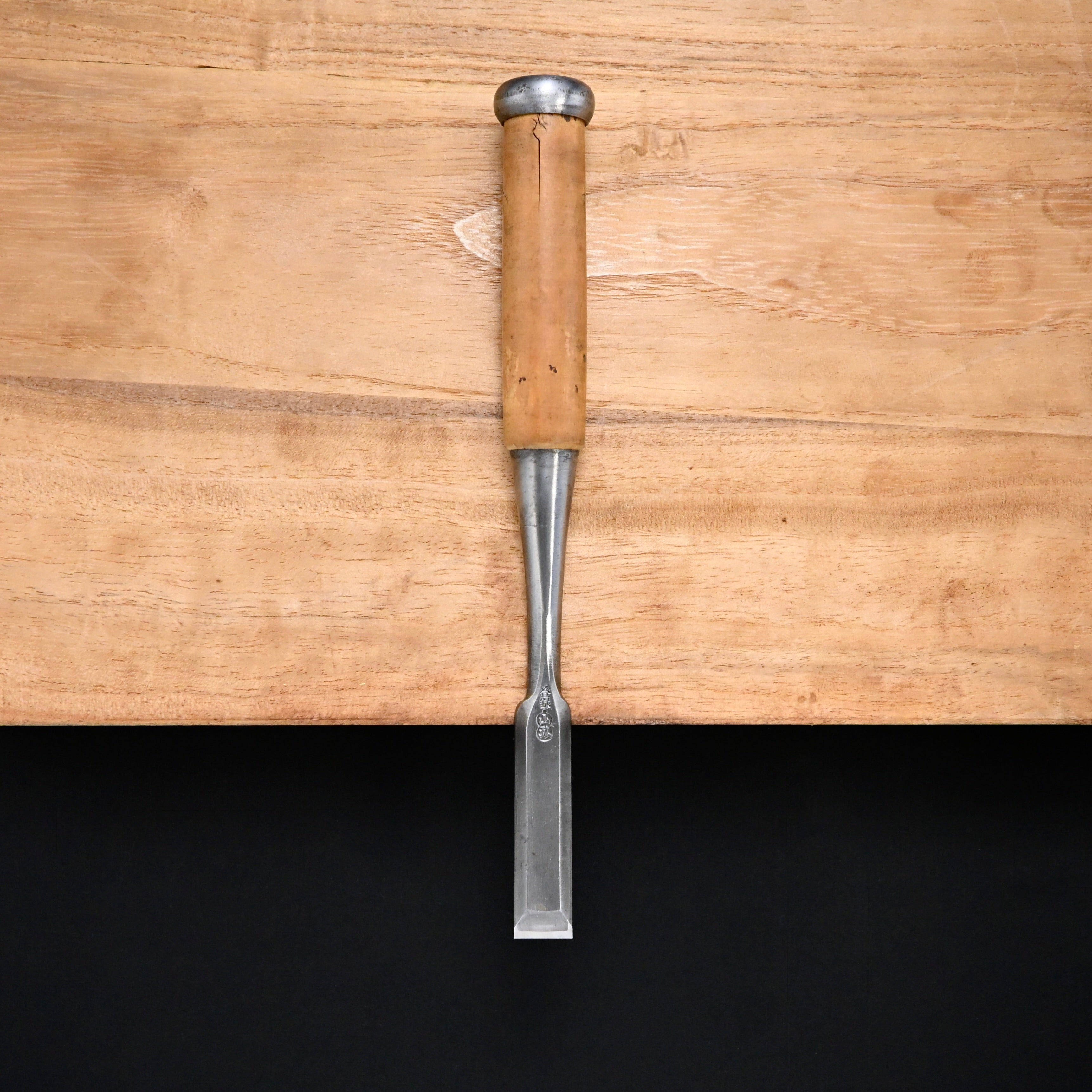 M-6 中古 岡山猛作 山弘 追入鑿 柘植柄 15mm Used Yamahiro Bench chisels by Okayama Takeshi