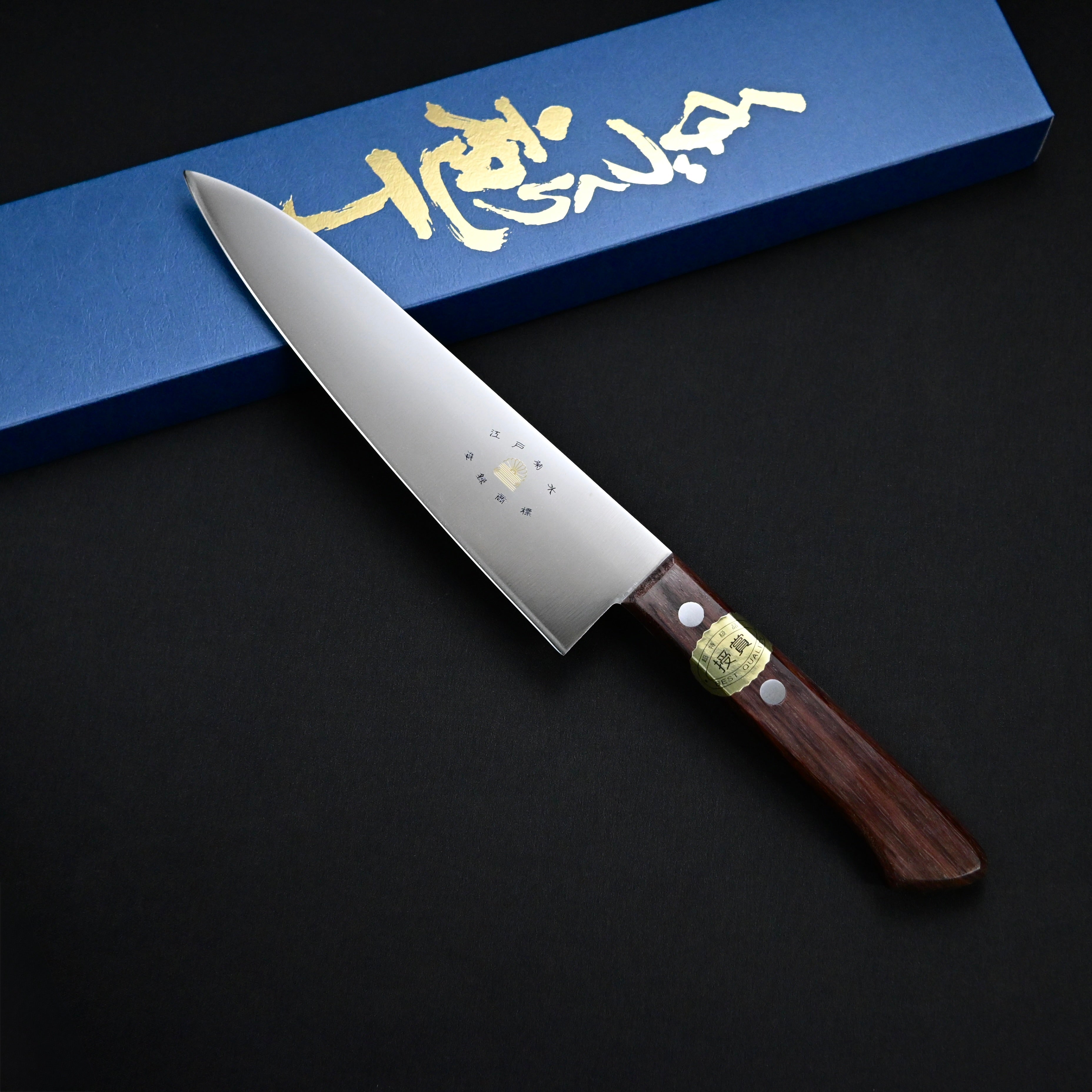 クロノ　ONo.808　中古　東京杉本　牛刀 江戸菊水 ステンレス 牛刀包丁180mm ローズ柄 180mm Edo Kikusui