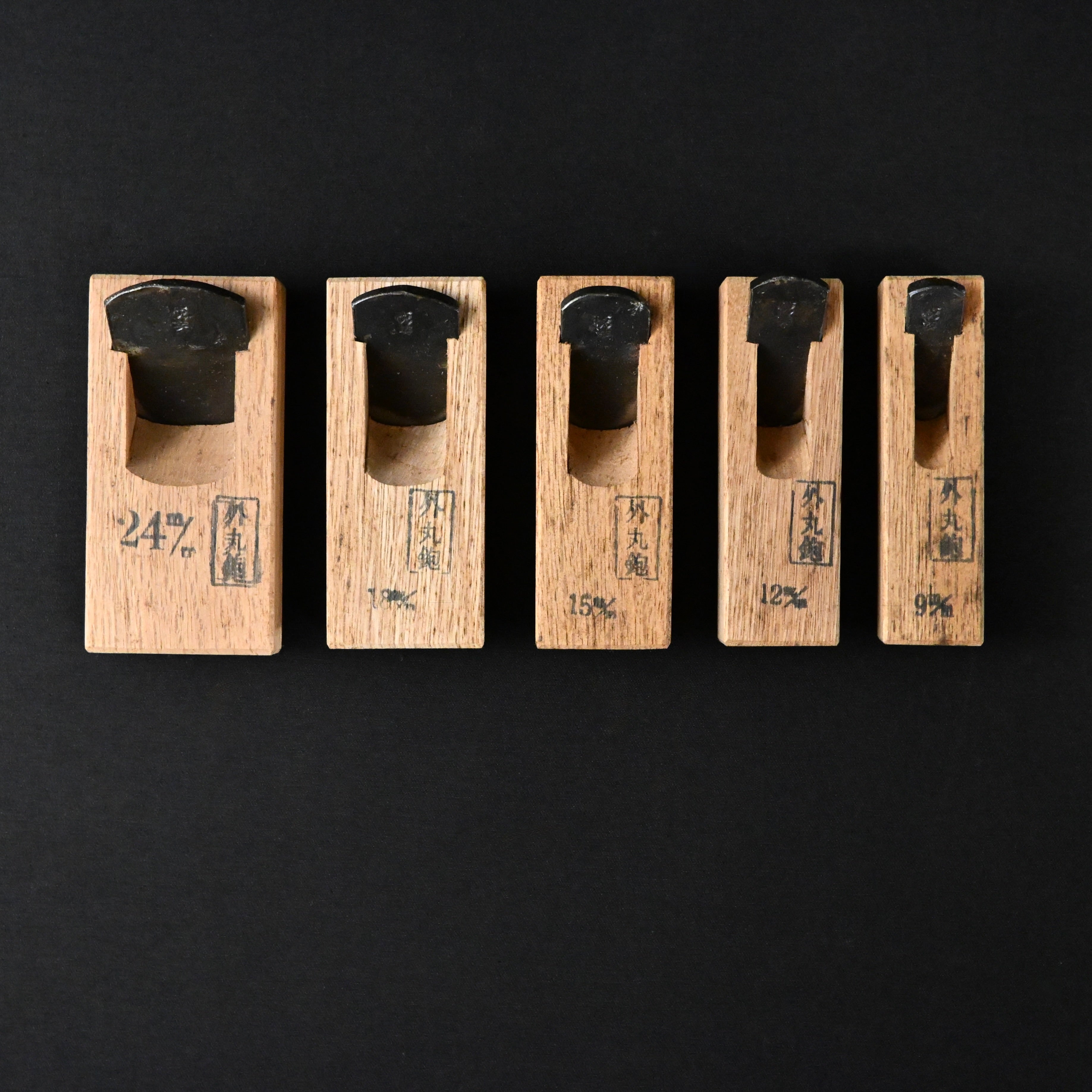 掘出し物 悦英 極豆外丸組鉋 5本組 Old stock Etsuei Small Round Plane set (Sotomaru) 5pc
