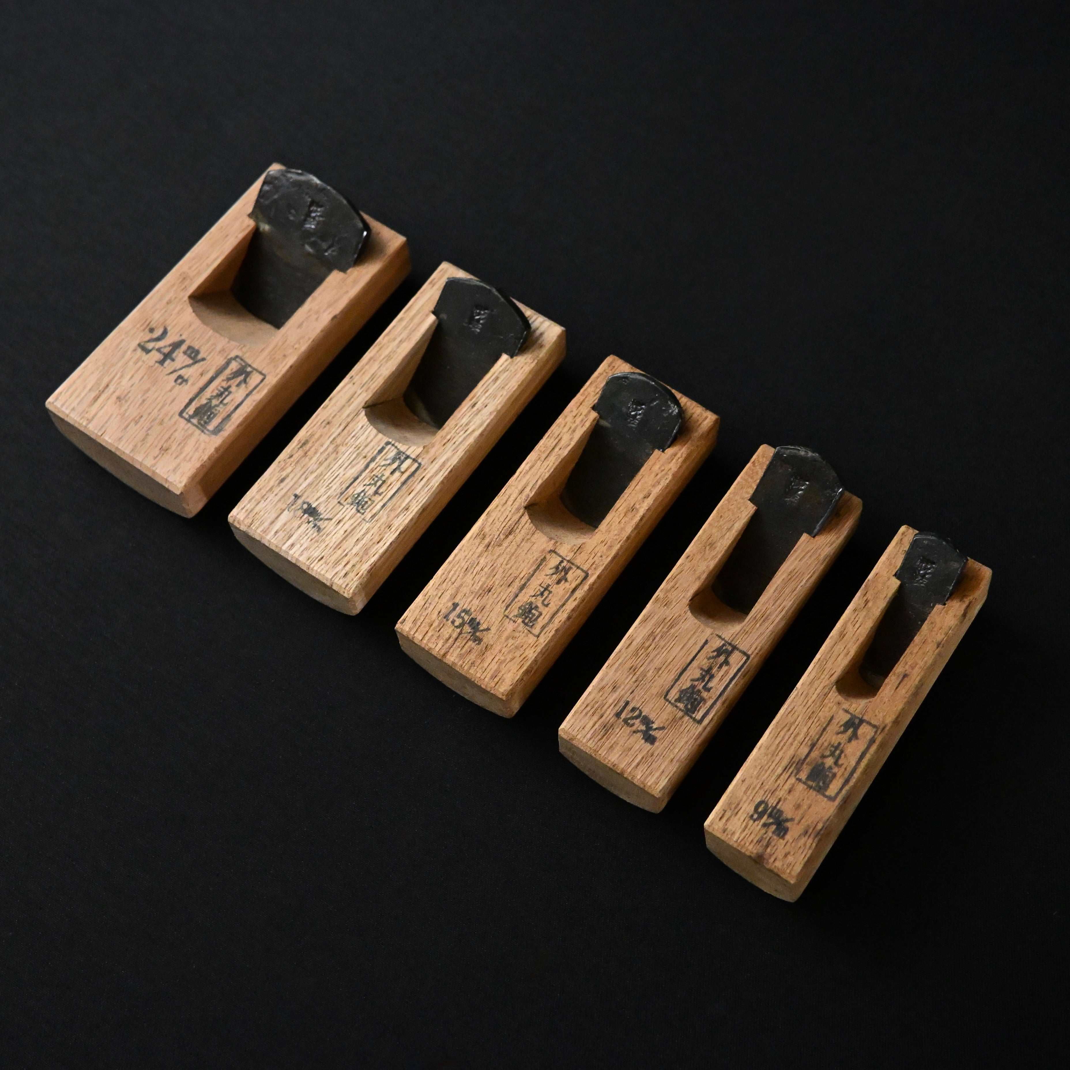 掘出し物 悦英 極豆外丸組鉋 5本組 Old stock Etsuei Small Round Plane set (Sotomaru) 5pc