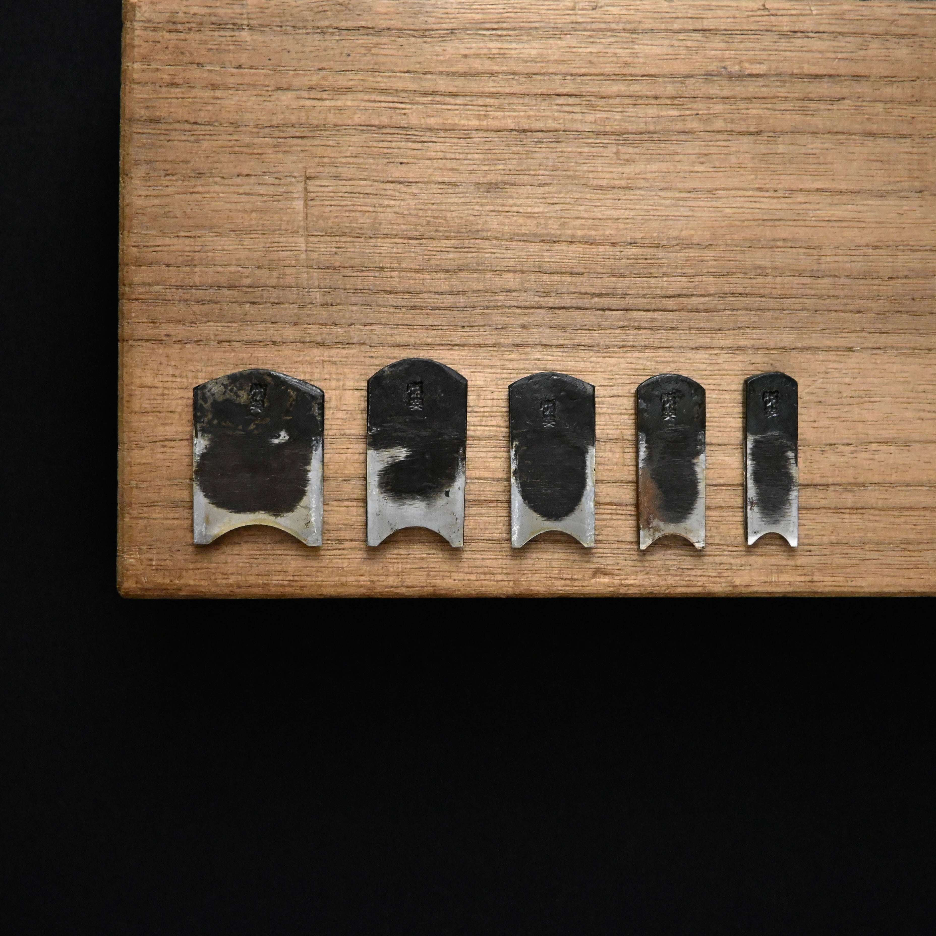 掘出し物 悦英 極豆内丸組鉋 5本組. Old stock Etsuei Mini Round Plane set (Uchimaru) 5pc
