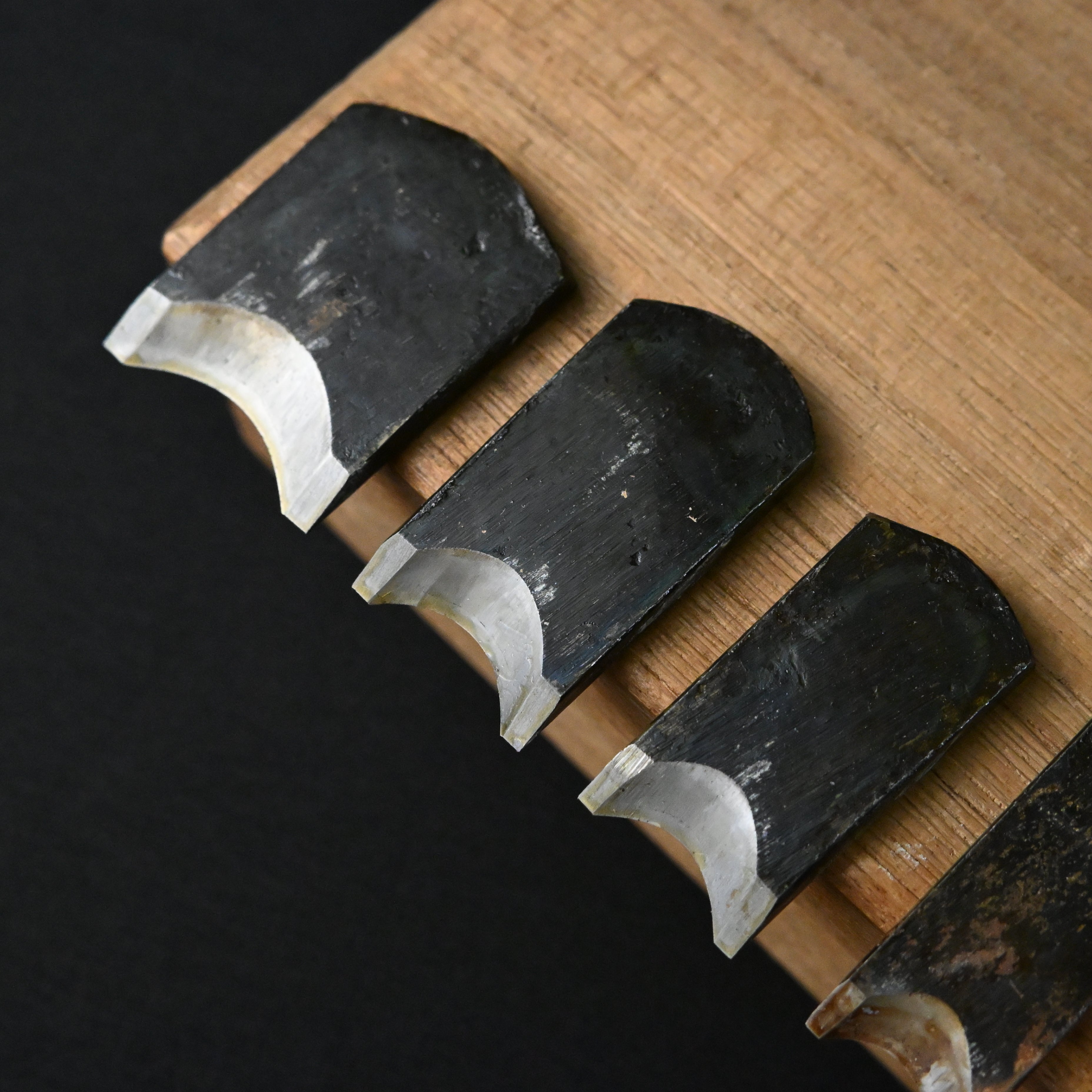 掘出し物 悦英 極豆内丸組鉋 5本組. Old stock Etsuei Mini Round Plane set (Uchimaru) 5pc