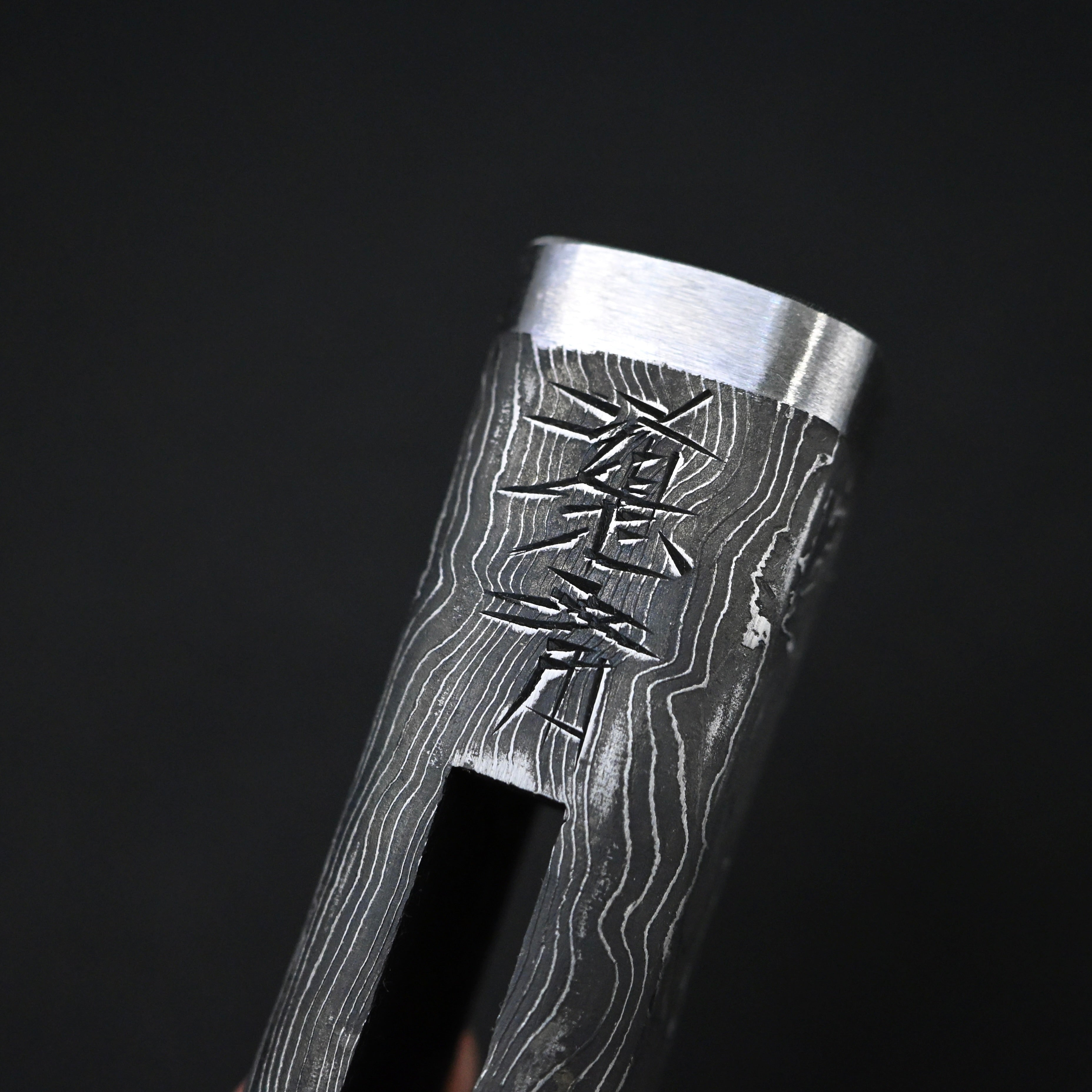 道心斎正行 鋼付四角玄翁 黒木目 120匁 Old stock Masatsura Damascus Hand made Pasting steel Square Hammers