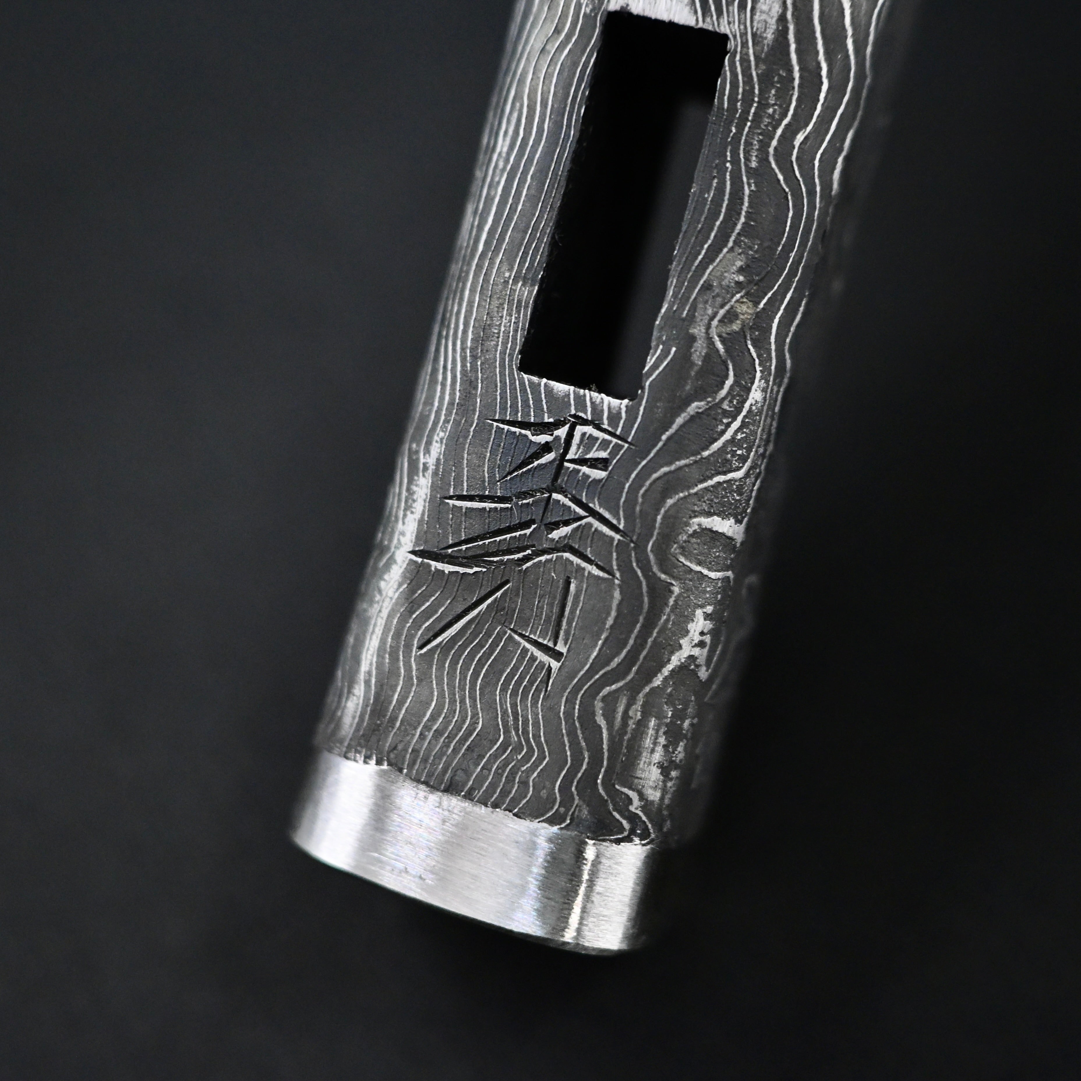 道心斎正行 鋼付四角玄翁 黒木目 120匁 Old stock Masatsura Damascus Hand made Pasting steel Square Hammers