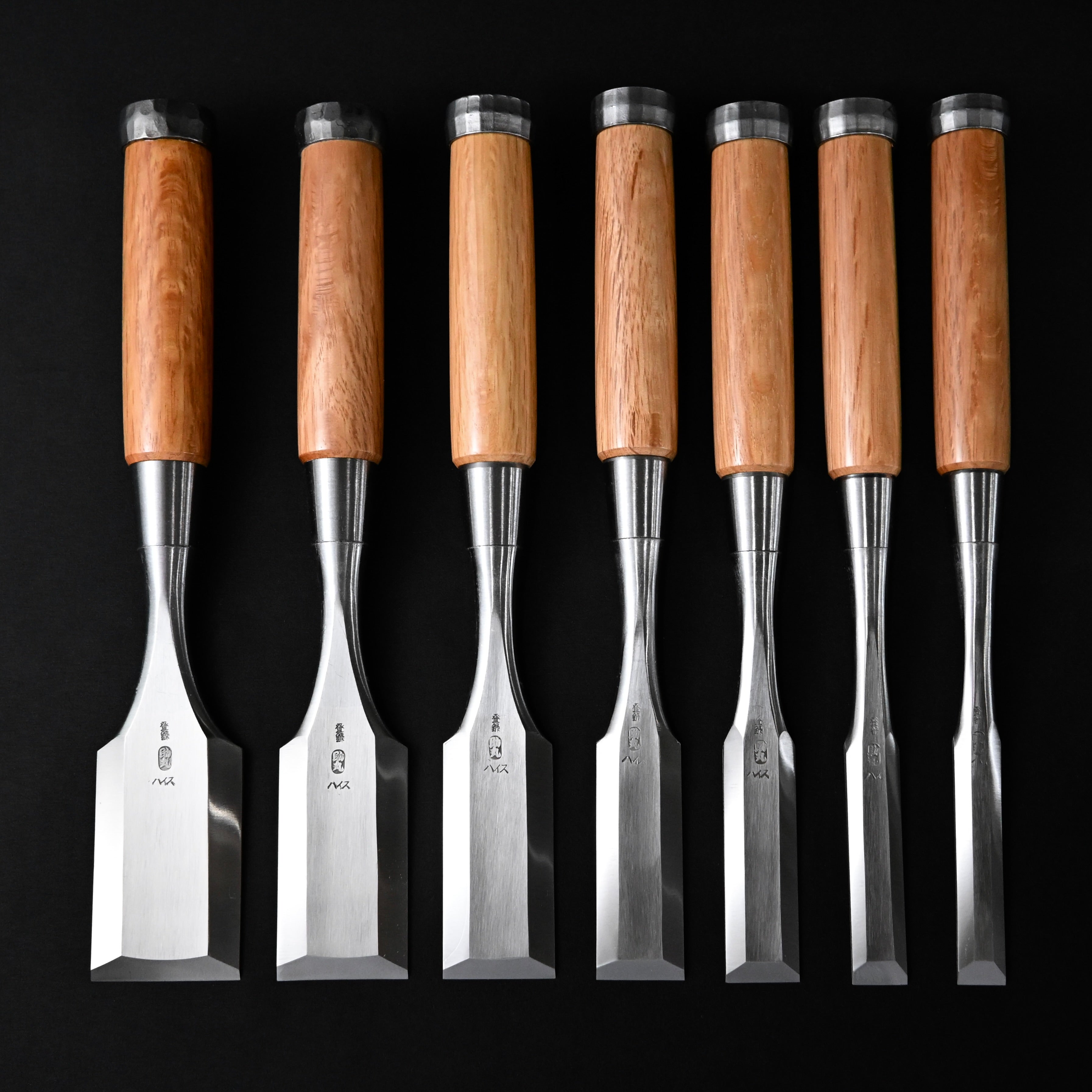 Sukemaru 4th Damekiri Chisels Set with Triple Ura 四代助丸作 碓氷淑郎 ダメ切り7本組鑿 Damekirinomi