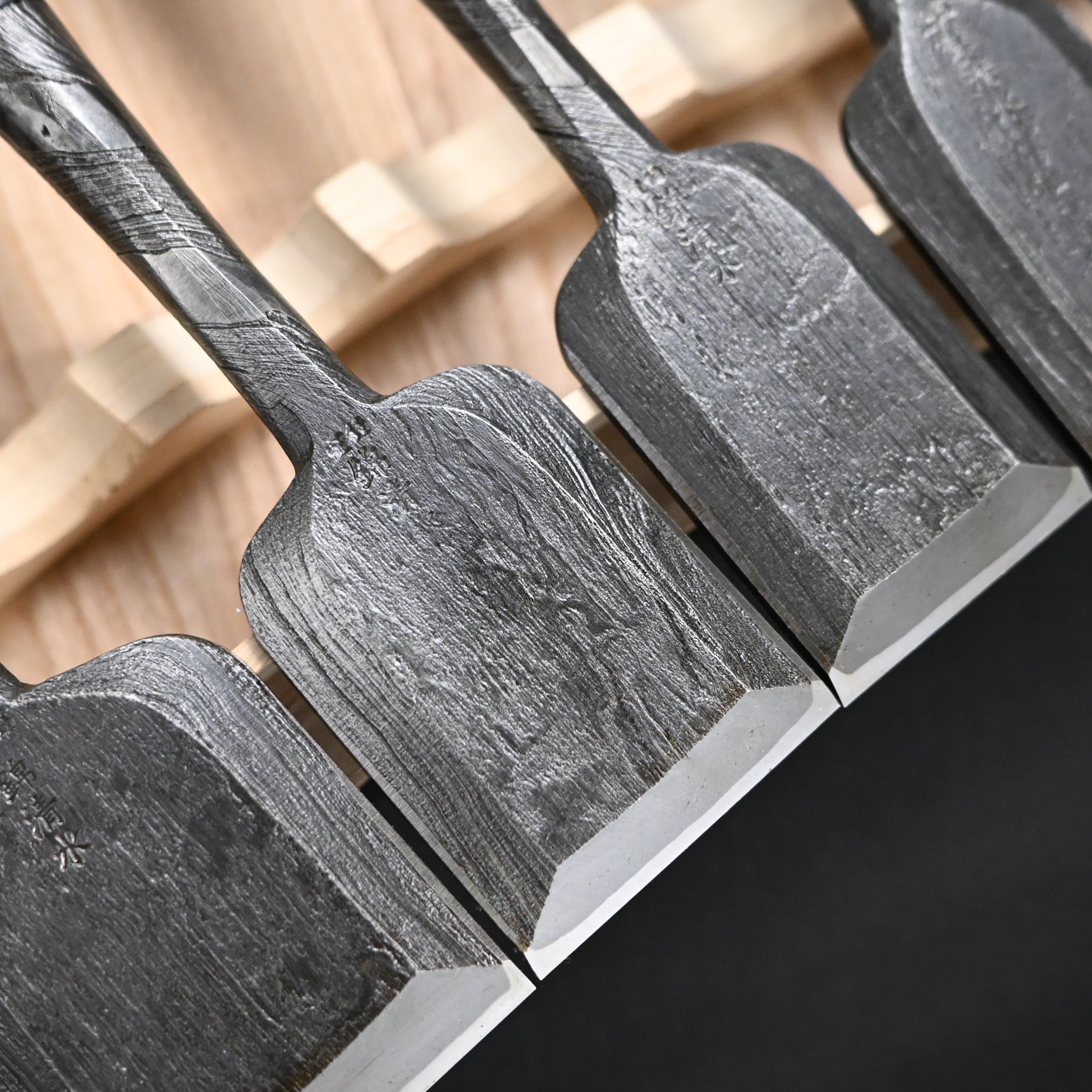 錦清水 木目打捻り 追入組鑿 15本組 Rare stock Nishiki Kiyomi Mokume Bench Chisels 15pc set