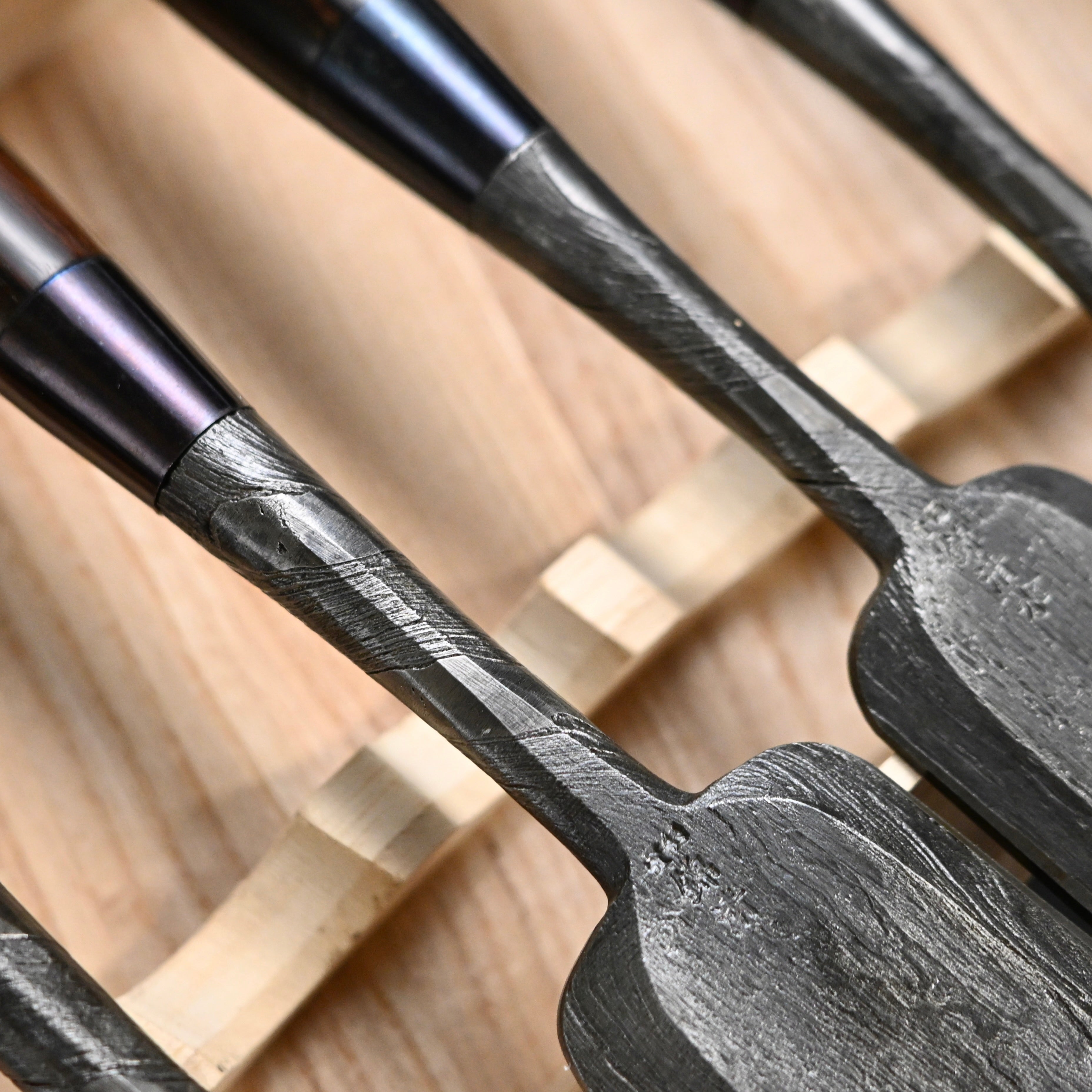 錦清水 木目打捻り 追入組鑿 15本組 Rare stock Nishiki Kiyomi Mokume Bench Chisels 15pc set