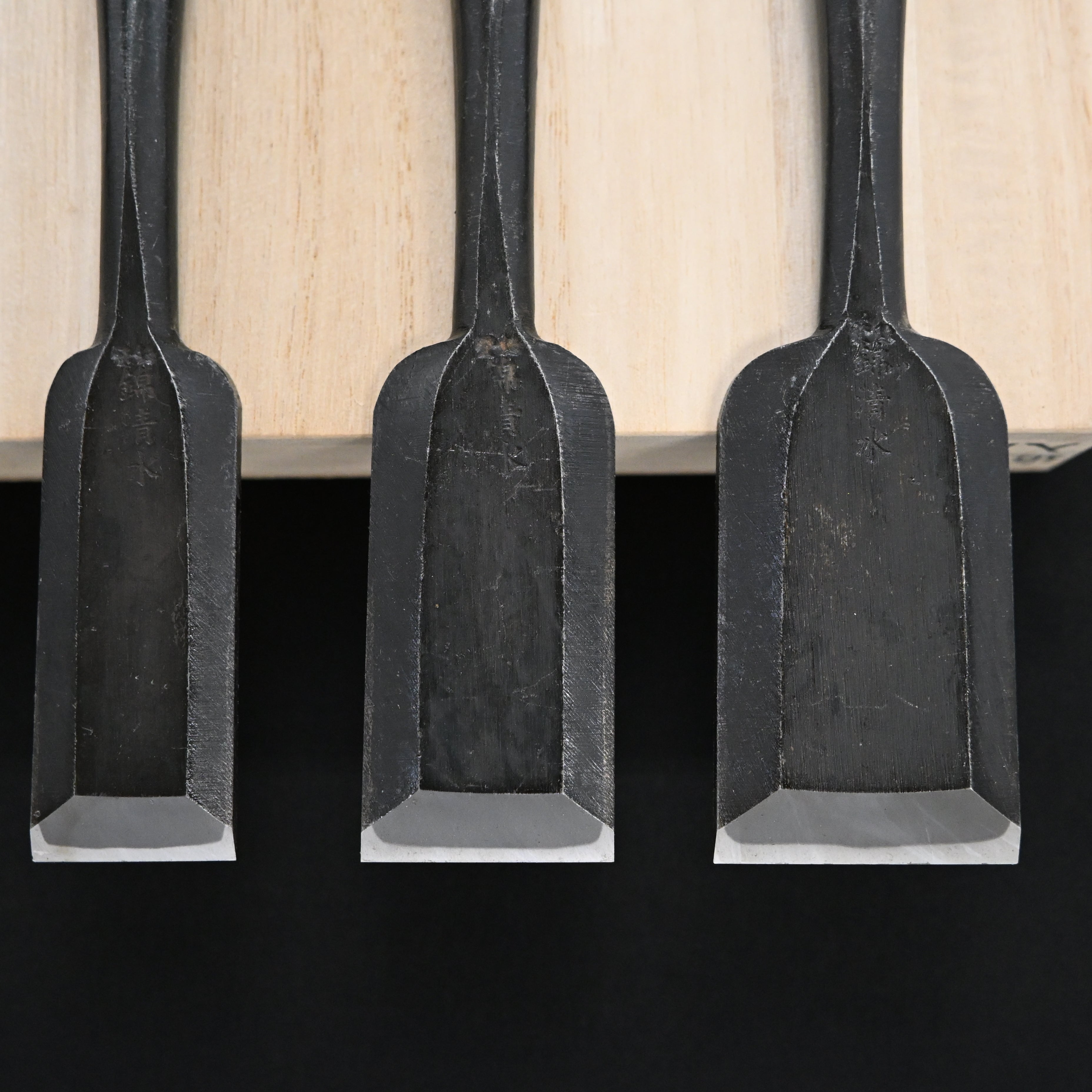#8掘出し物 錦清水 鑿5本セット グミ柄 Rare Stock Nishiki Kiyomi Chisels Set 5pc with Gumi Handle