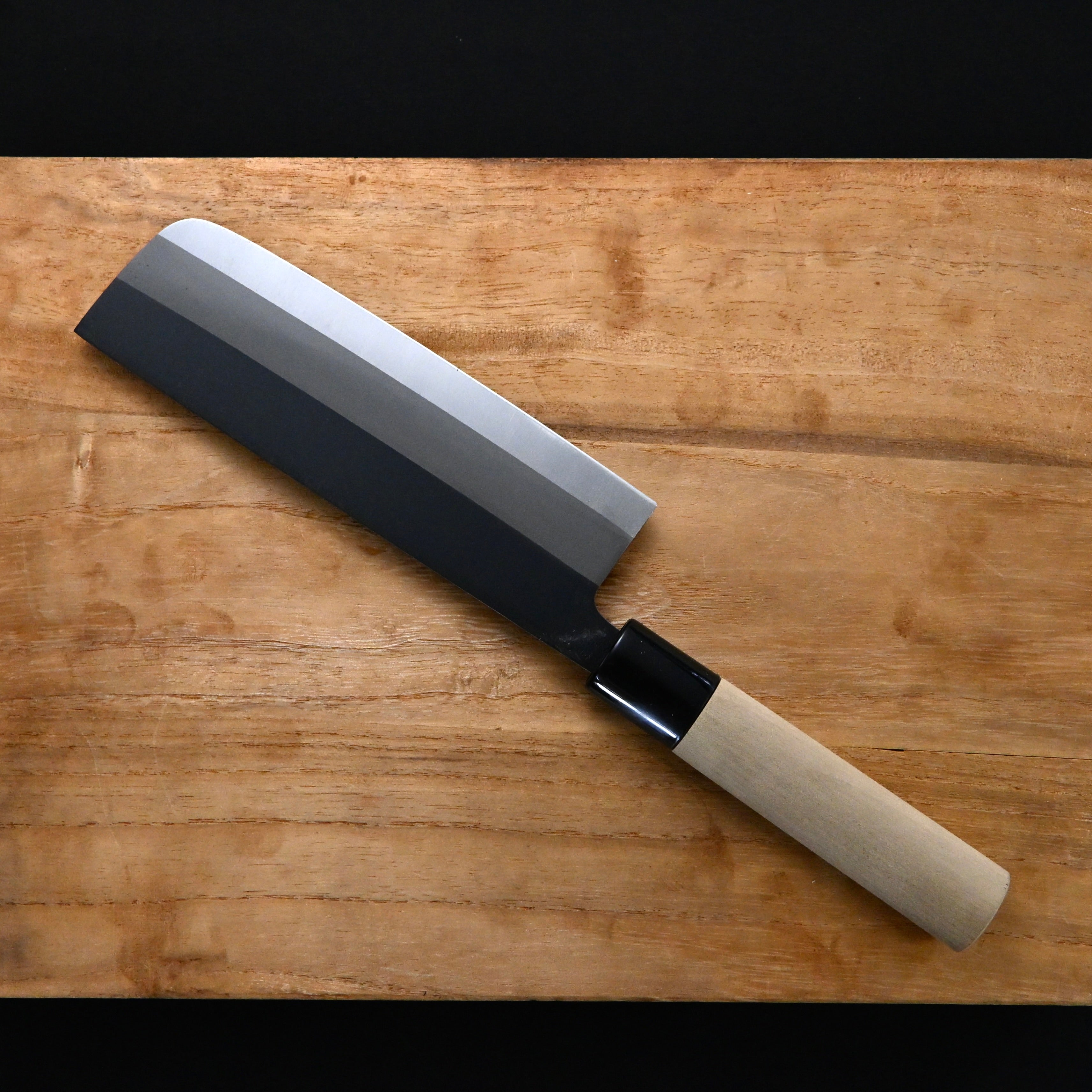 Satsuki Nakiri Knife White Steel intercalation 165mm 皐月 黒打 菜切包丁 165mm 白紙網 本割込