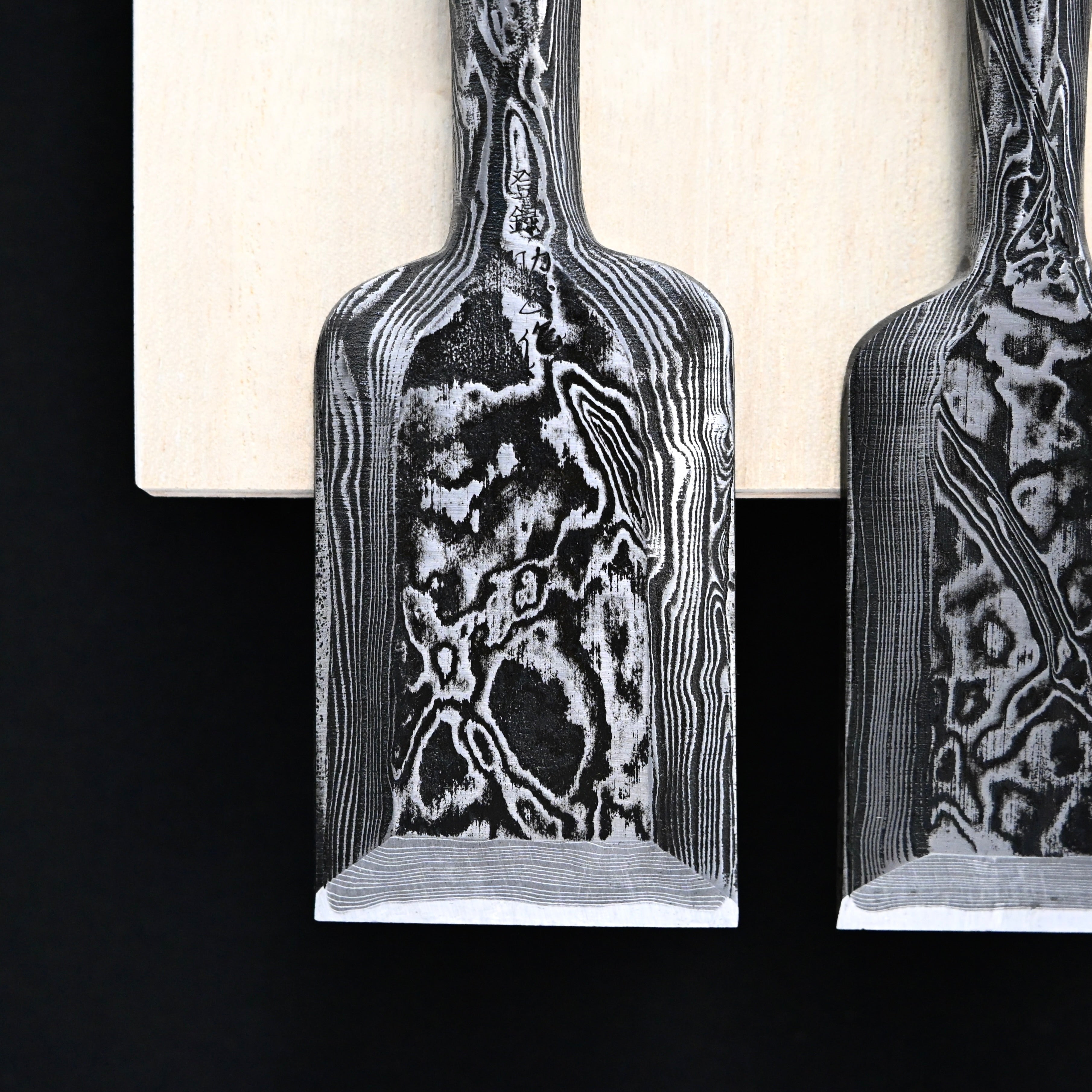 Sukemasa Suminagashi Bench chisels set with Box wood Handles 助正 墨流し 追入組鑿 柘植柄付