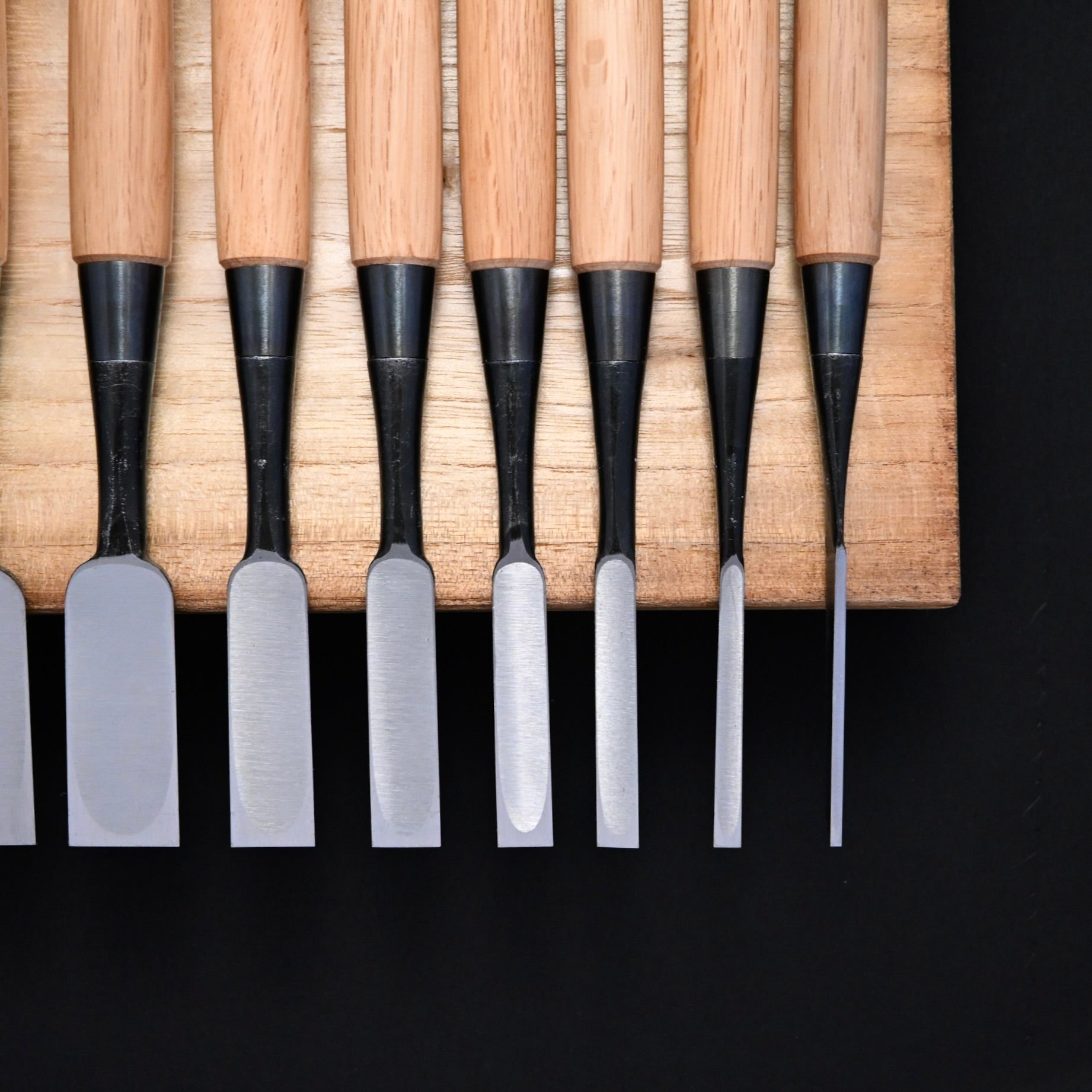 宗家大内 鎬追入組鑿 赤樫柄付 Ouchi Dovetail chisels set by Ouchi 4th generation