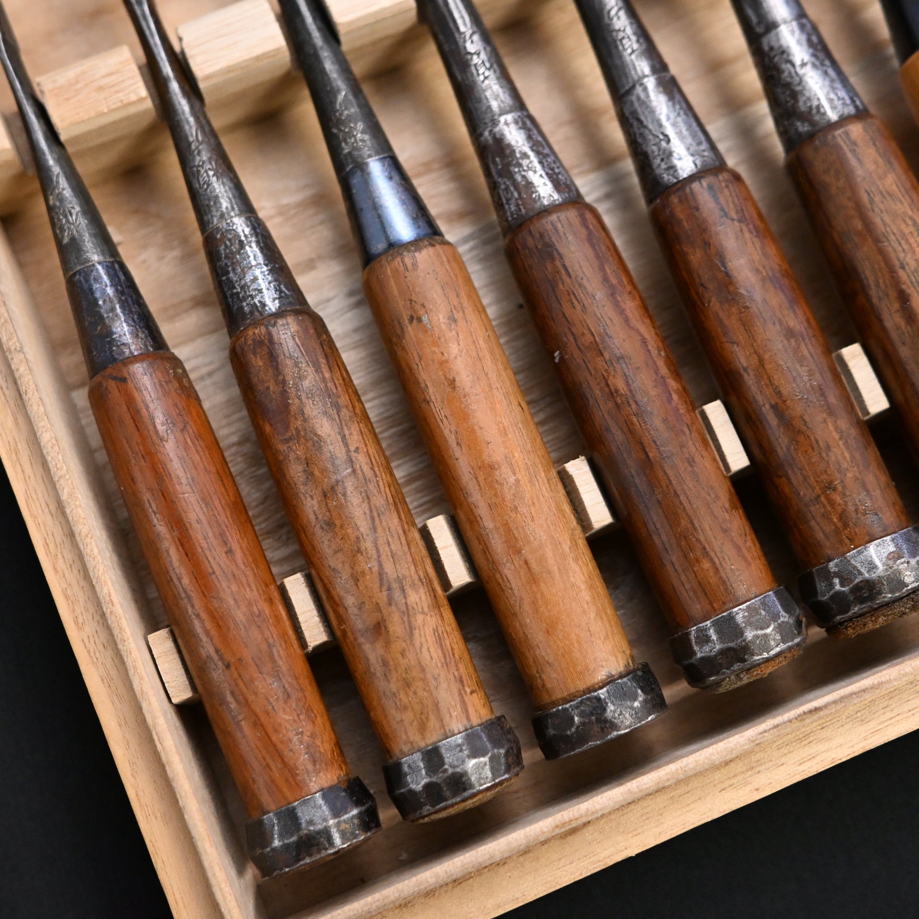 Funahiro Used Bench chisels 10pc set 中古 元寿舟弘 船津祐司作 追入組鑿 Oirenomi