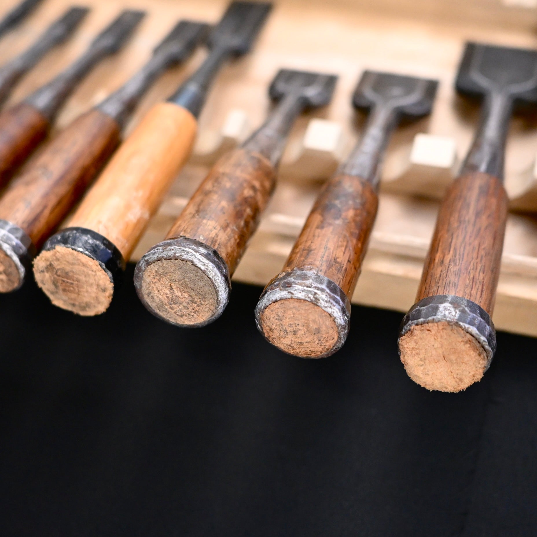 Funahiro Used Bench chisels 10pc set 中古 元寿舟弘 船津祐司作 追入組鑿 Oirenomi