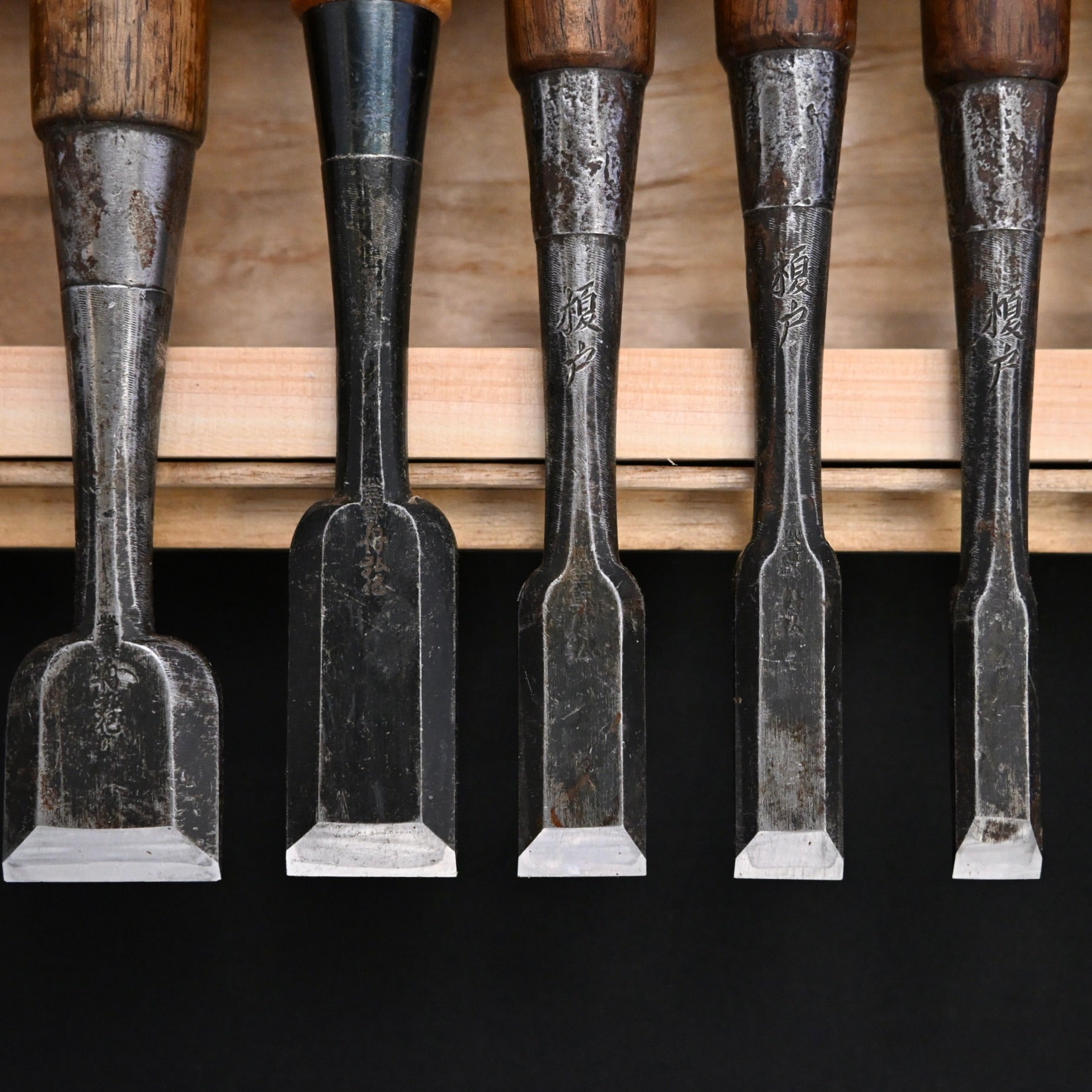 Funahiro Used Bench chisels 10pc set 中古 元寿舟弘 船津祐司作 追入組鑿 Oirenomi