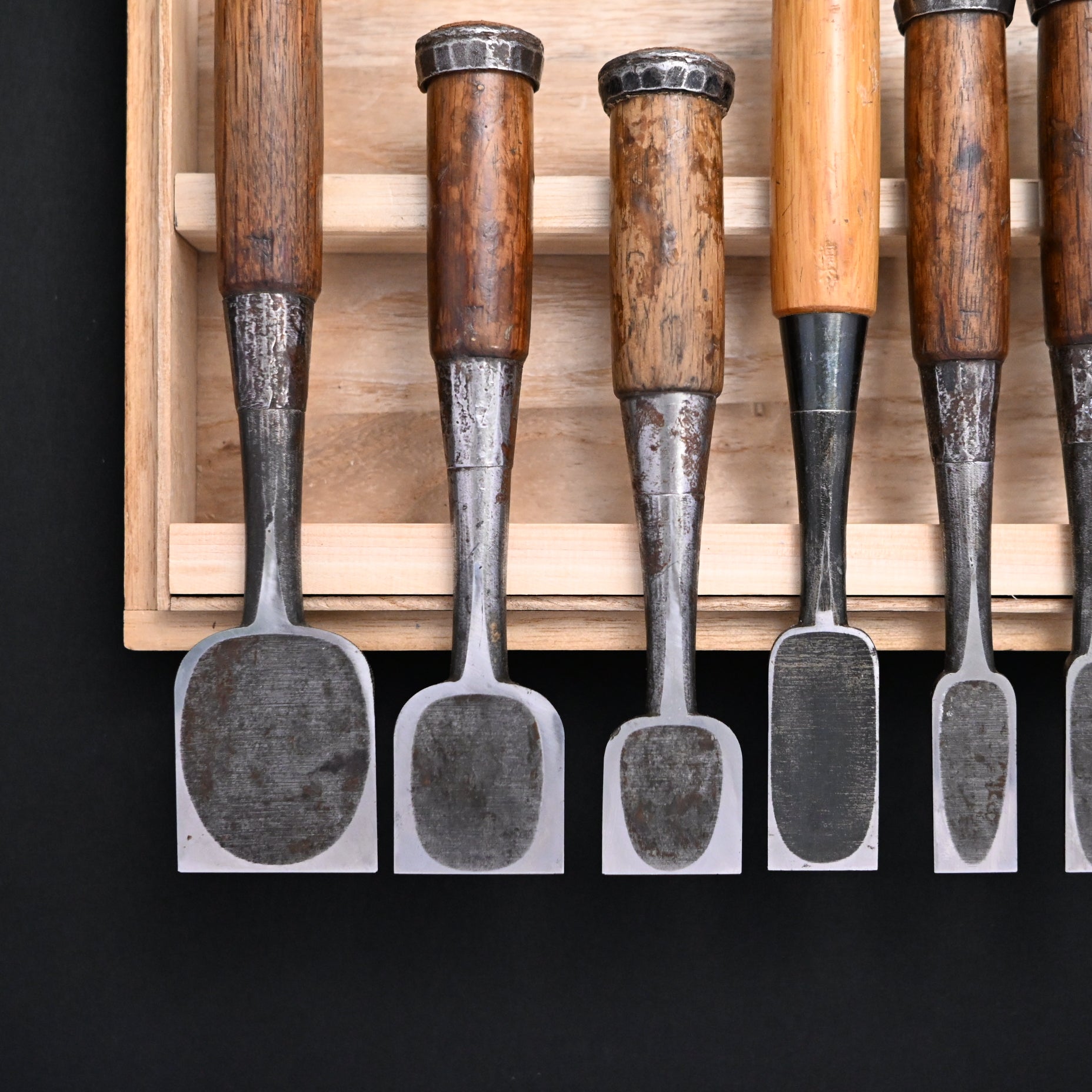 Funahiro Used Bench chisels 10pc set 中古 元寿舟弘 船津祐司作 追入組鑿 Oirenomi