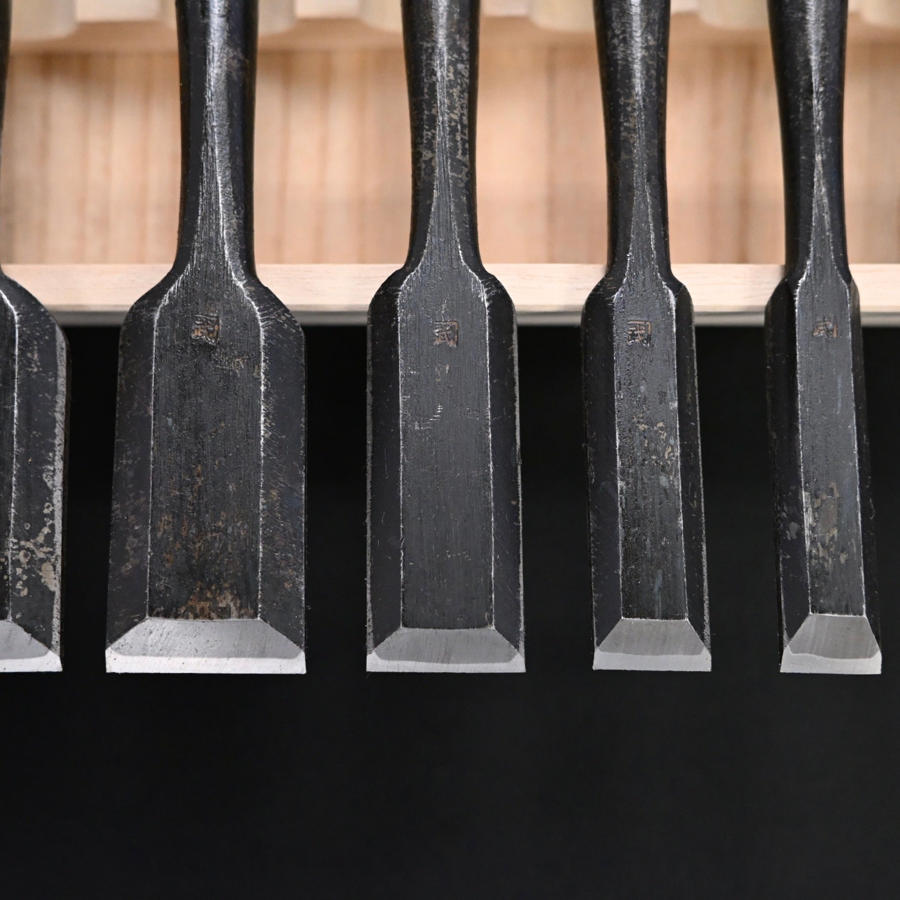 Kanetake Bench chisels set white oak handle by Takahashi Norikazu 高橋典三作 カネ武 追入組鑿