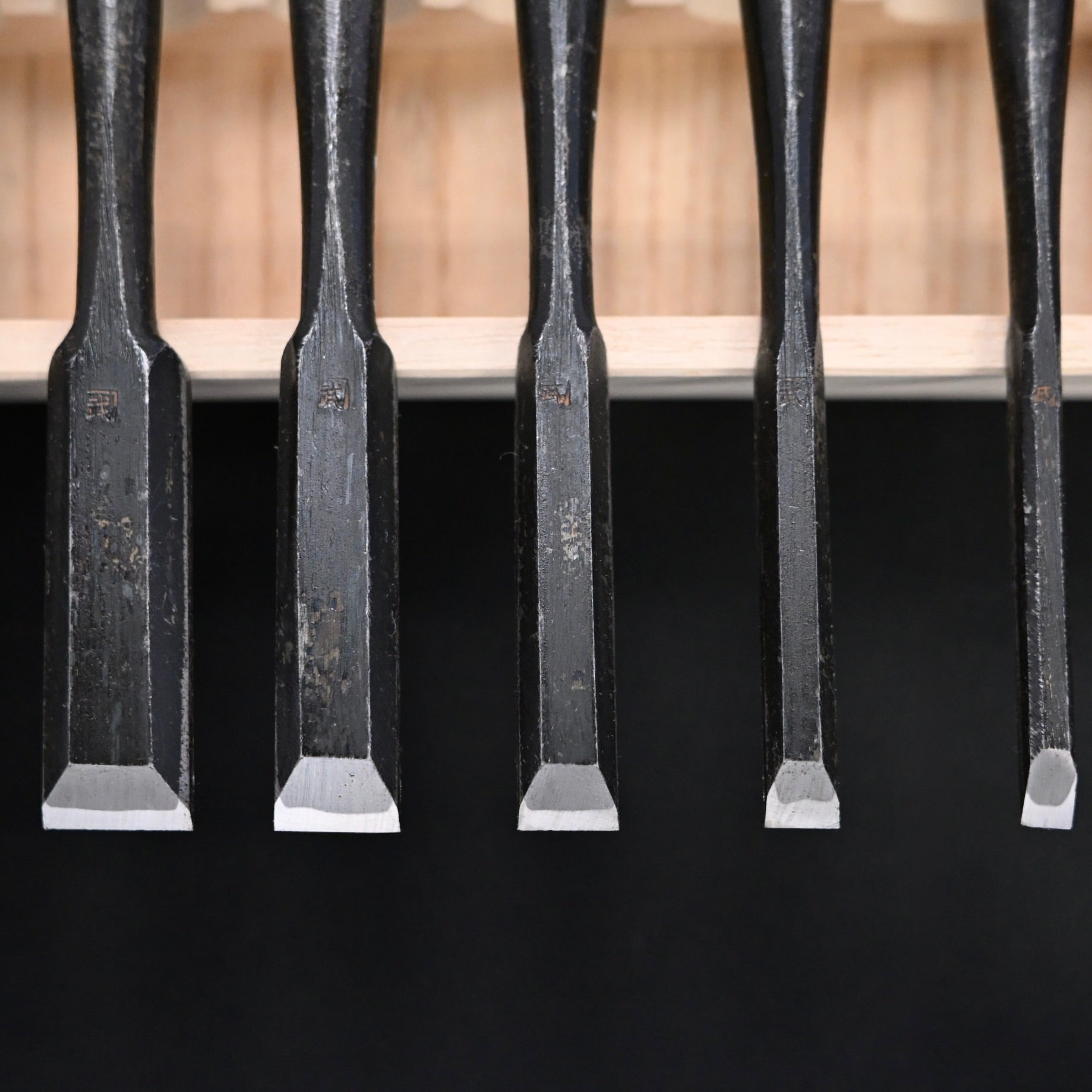 Kanetake Bench chisels set white oak handle by Takahashi Norikazu 高橋典三作 カネ武 追入組鑿