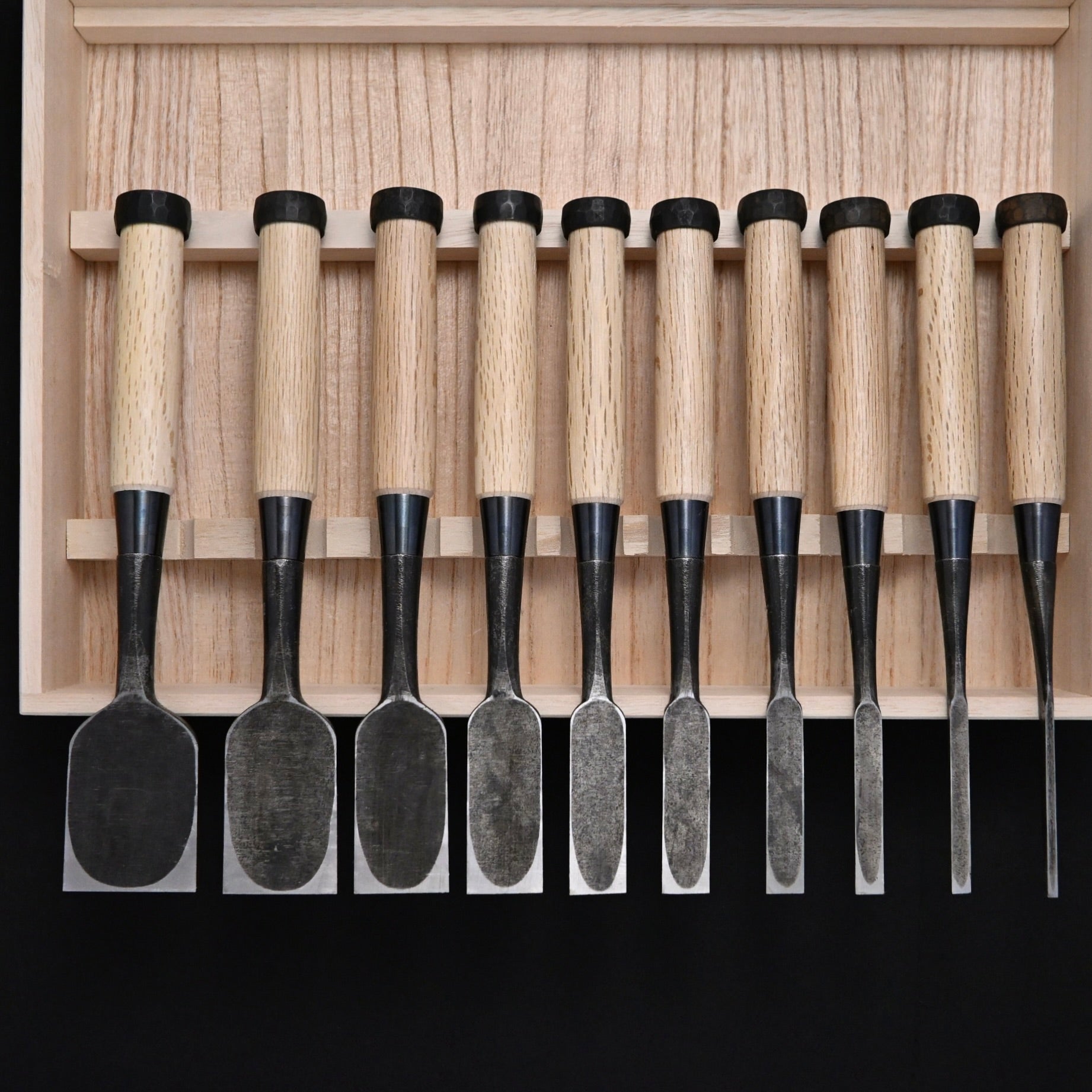 Kanetake Bench chisels set white oak handle by Takahashi Norikazu 高橋典三作 カネ武 追入組鑿