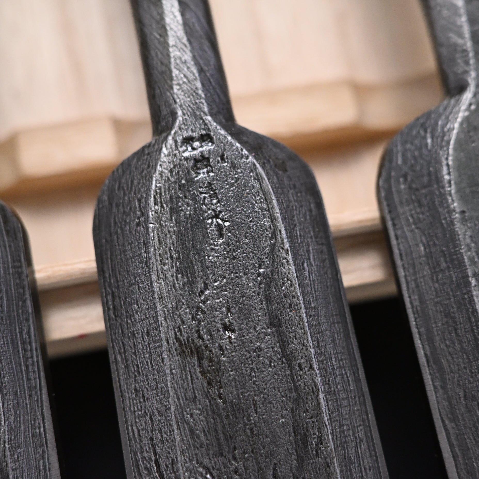 #12掘出し物 錦清水 叩き鑿5本組 黒檀柄 Rare Stock Nishiki Kiyomi Timber Chisels Set 5pc with Ebony Handle