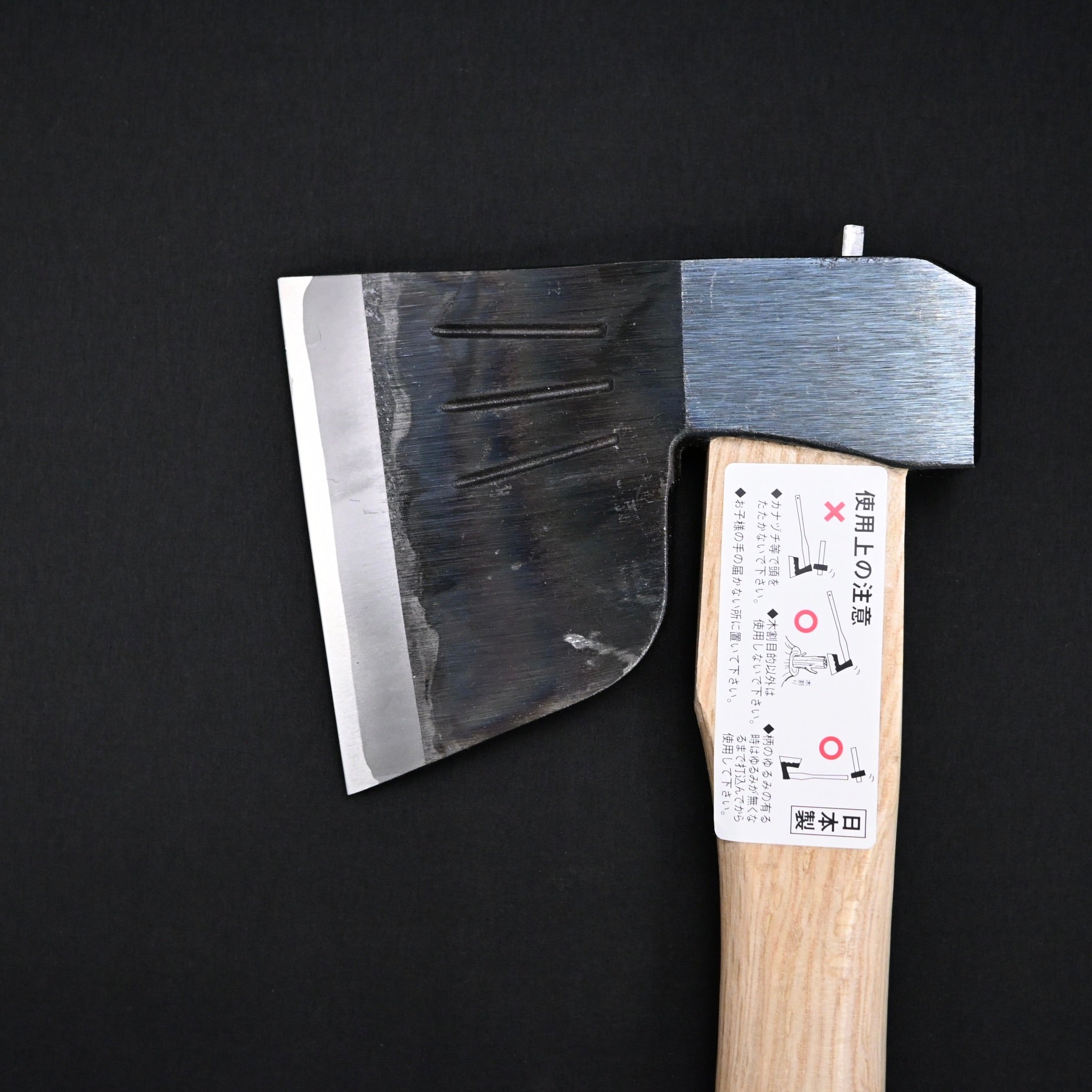 Japanese Carpenter's Axe by Tadachika with Blue steel Axe 450g 土佐刃物 忠親作 青紙鋼 丸型手斧 450g