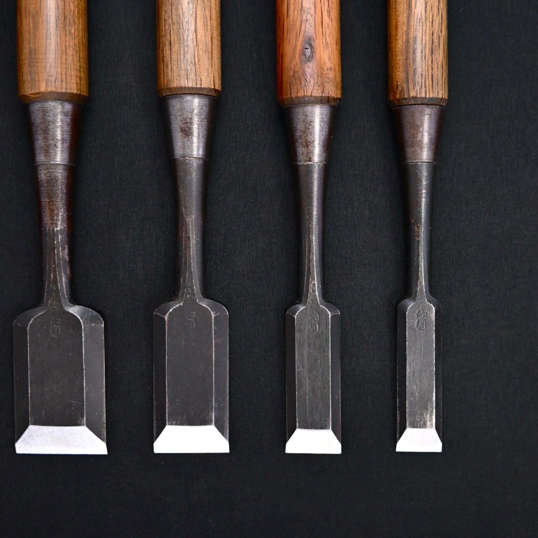 Used Mitsuki Bench chisels set by Yamazaki Nobutsugu 中古品 光月 山崎信次作 追入5本組鑿