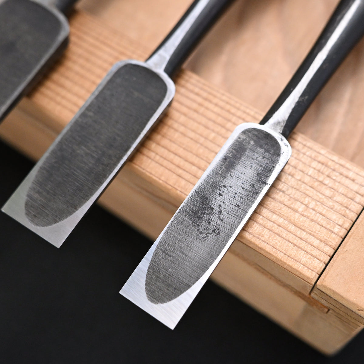 Used Mitsuki Bench chisels set by Yamazaki Nobutsugu 中古品 光月 山崎信次作 追入5本組鑿