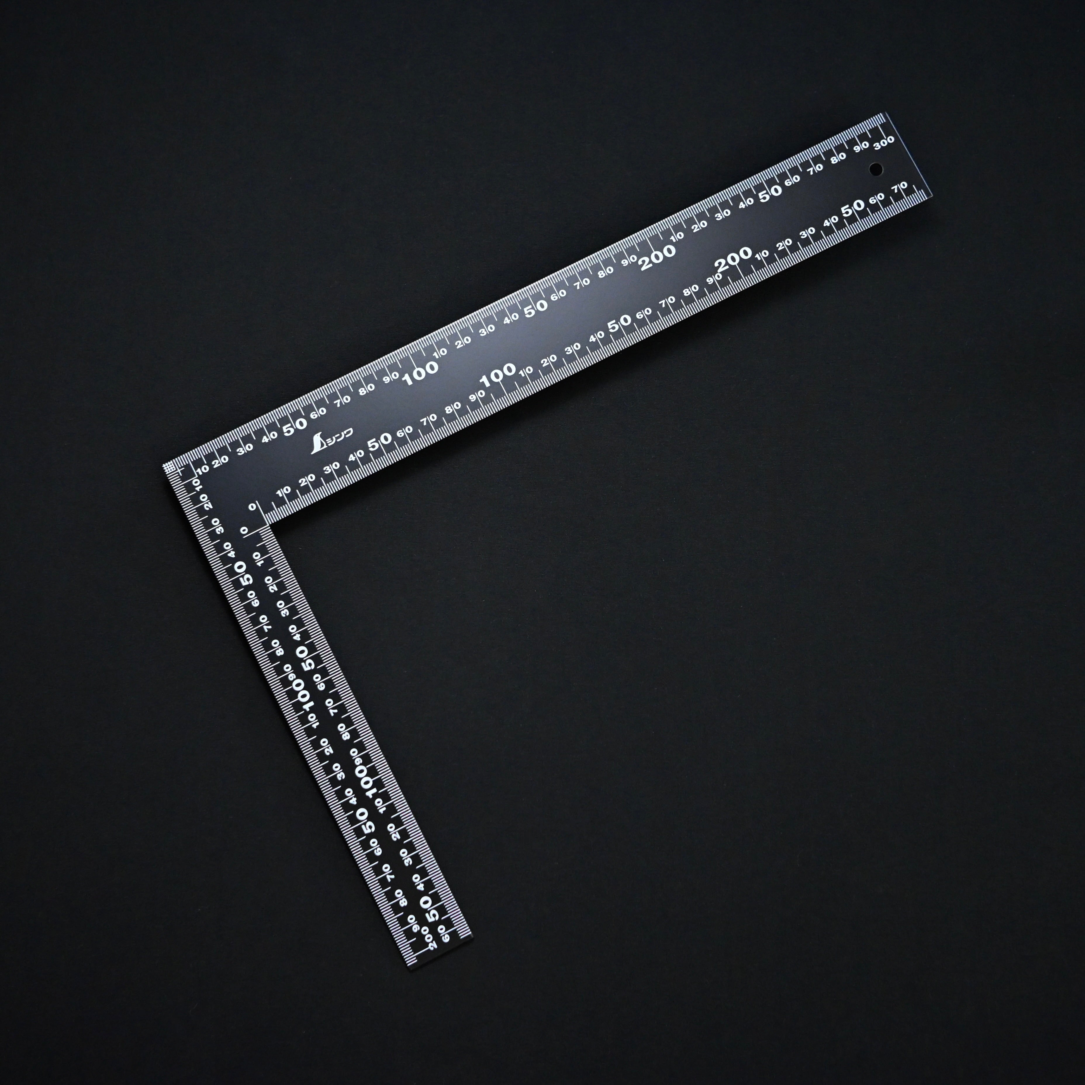 Shinwa Flat Square Marks Building 2x4 シンワ フラットスコヤ 黒色 30×20cm 白目盛
