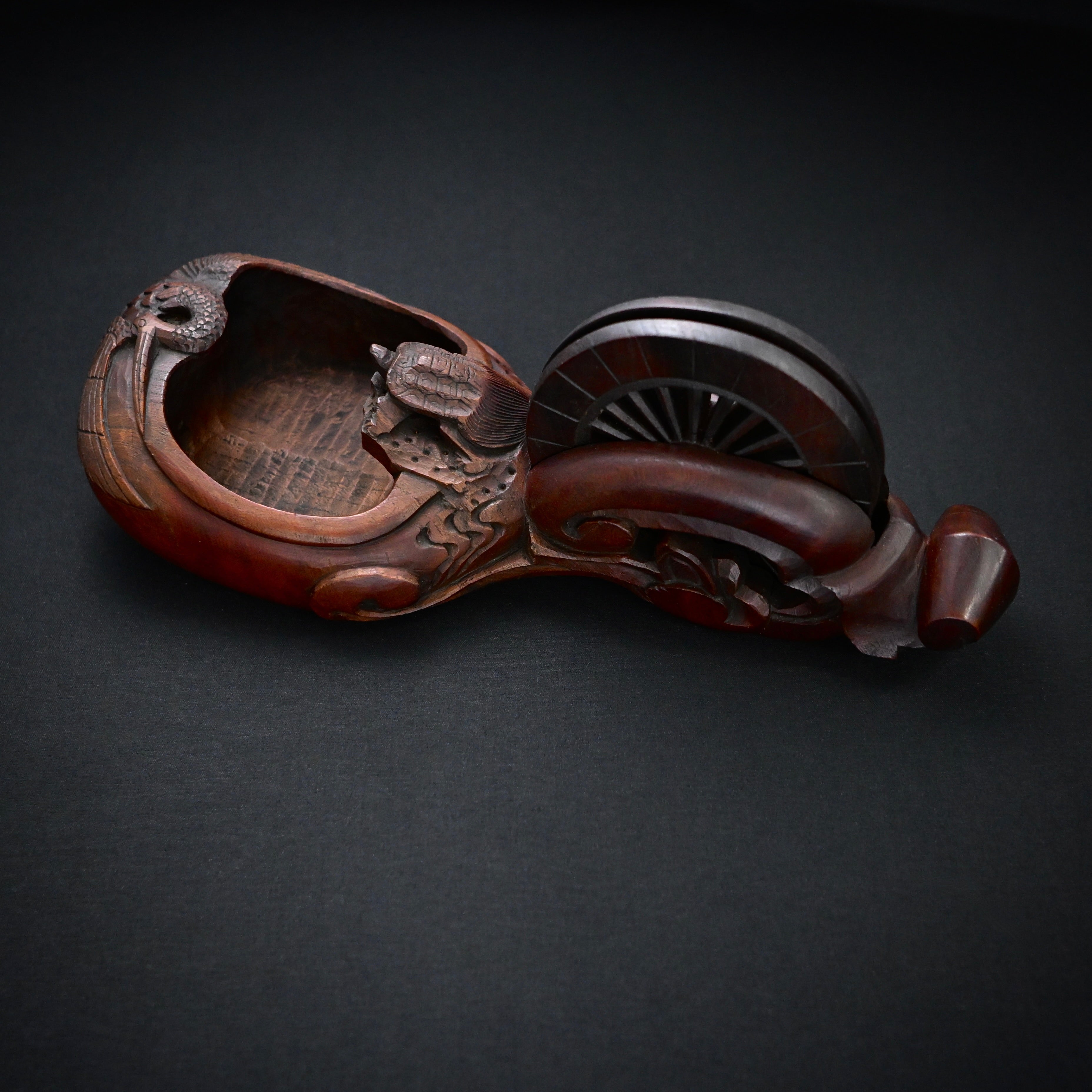 #ST63 Old Stock Japanese Carpenter Ink Pot Traditional Measuring Tools Sumitsubo by TsuboToyo 初代坪豊作 墨壺 鶴亀 240mm