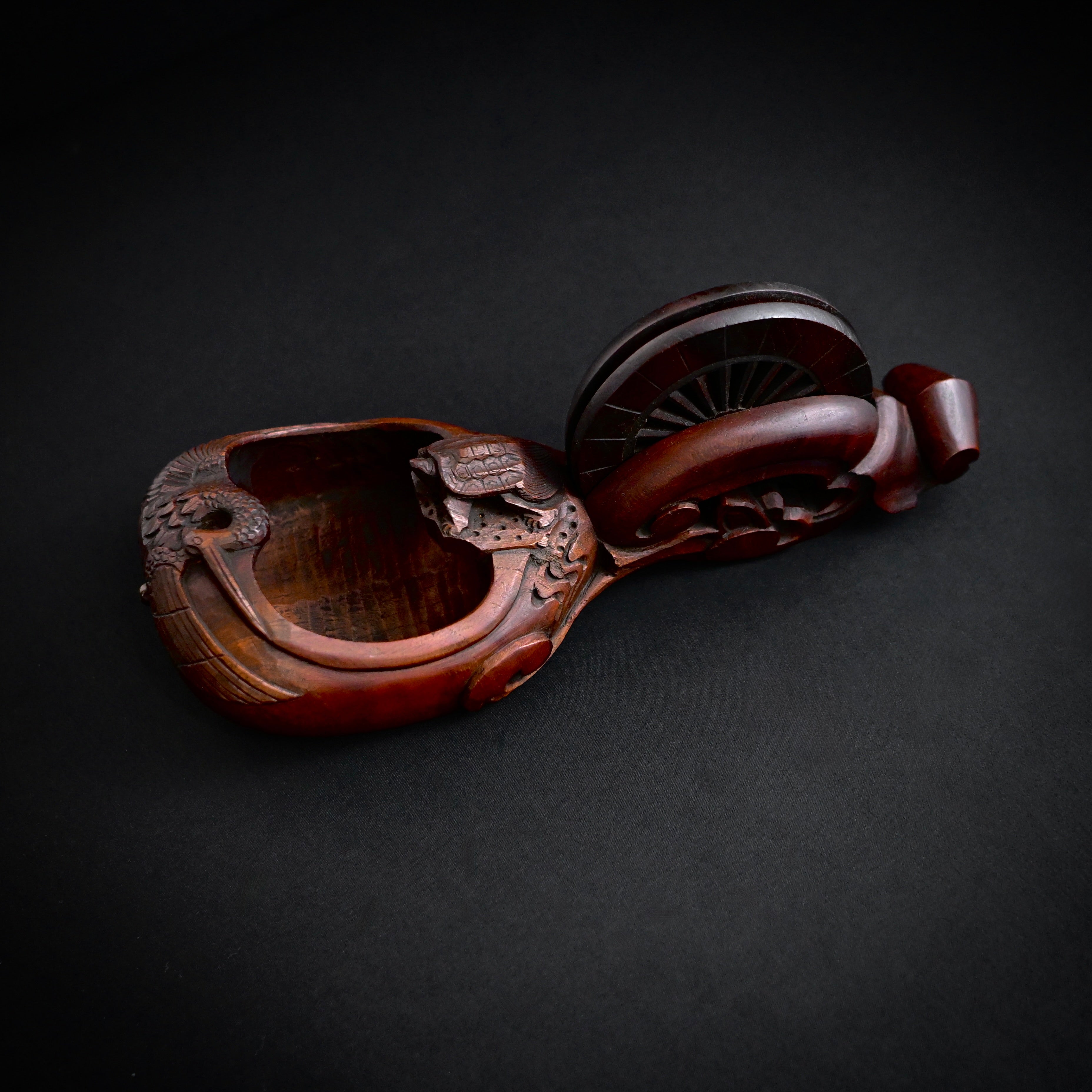 #ST63 Old Stock Japanese Carpenter Ink Pot Traditional Measuring Tools Sumitsubo by TsuboToyo 初代坪豊作 墨壺 鶴亀 240mm