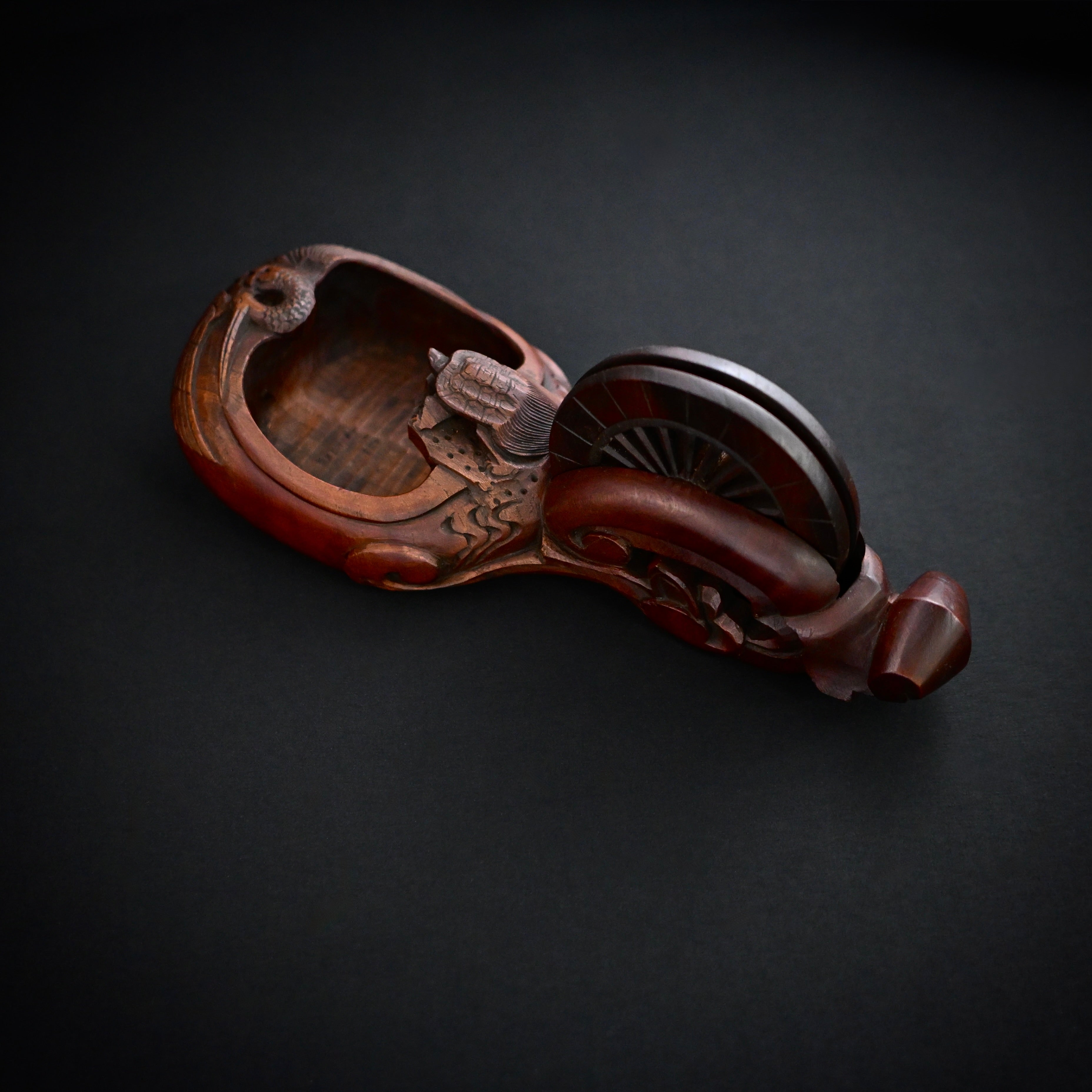 #ST63 Old Stock Japanese Carpenter Ink Pot Traditional Measuring Tools Sumitsubo by TsuboToyo 初代坪豊作 墨壺 鶴亀 240mm