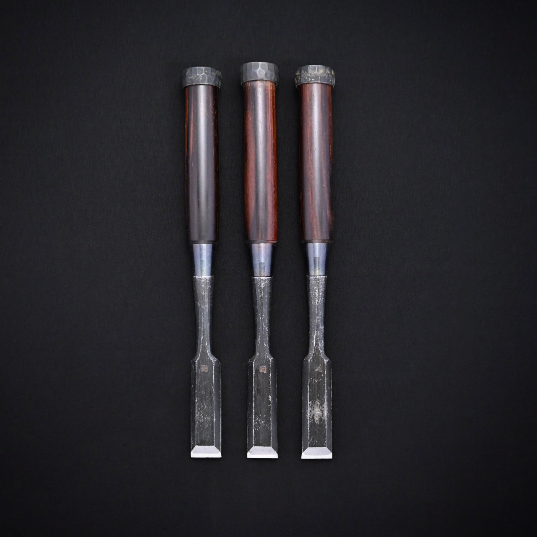 カネ武 追入鑿 黒檀柄 高橋典三作 Kanetake Bench chisels Ebony Handles by Takahashi Norikazu