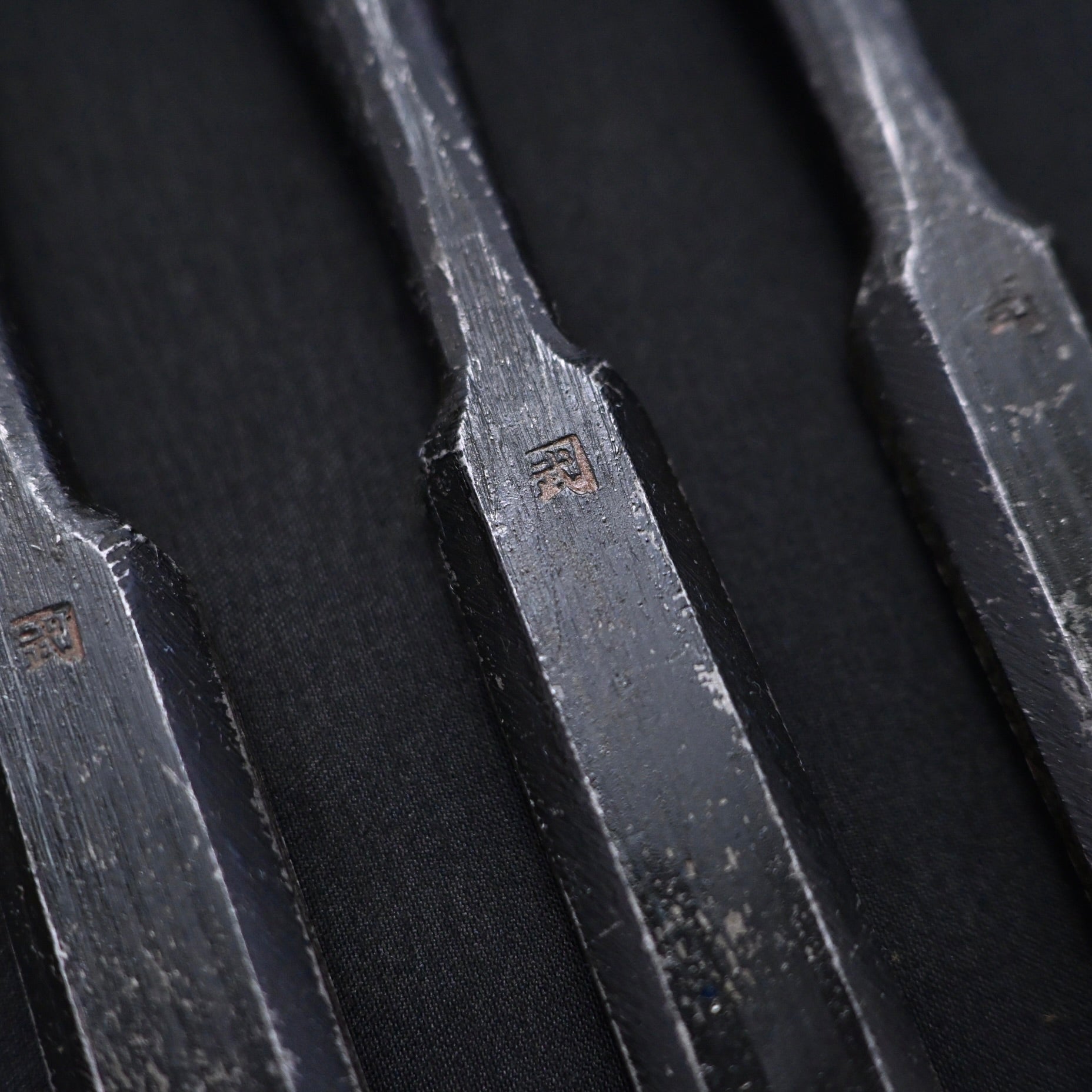 カネ武 追入鑿 黒檀柄 高橋典三作 Kanetake Bench chisels Ebony Handles by Takahashi Norikazu