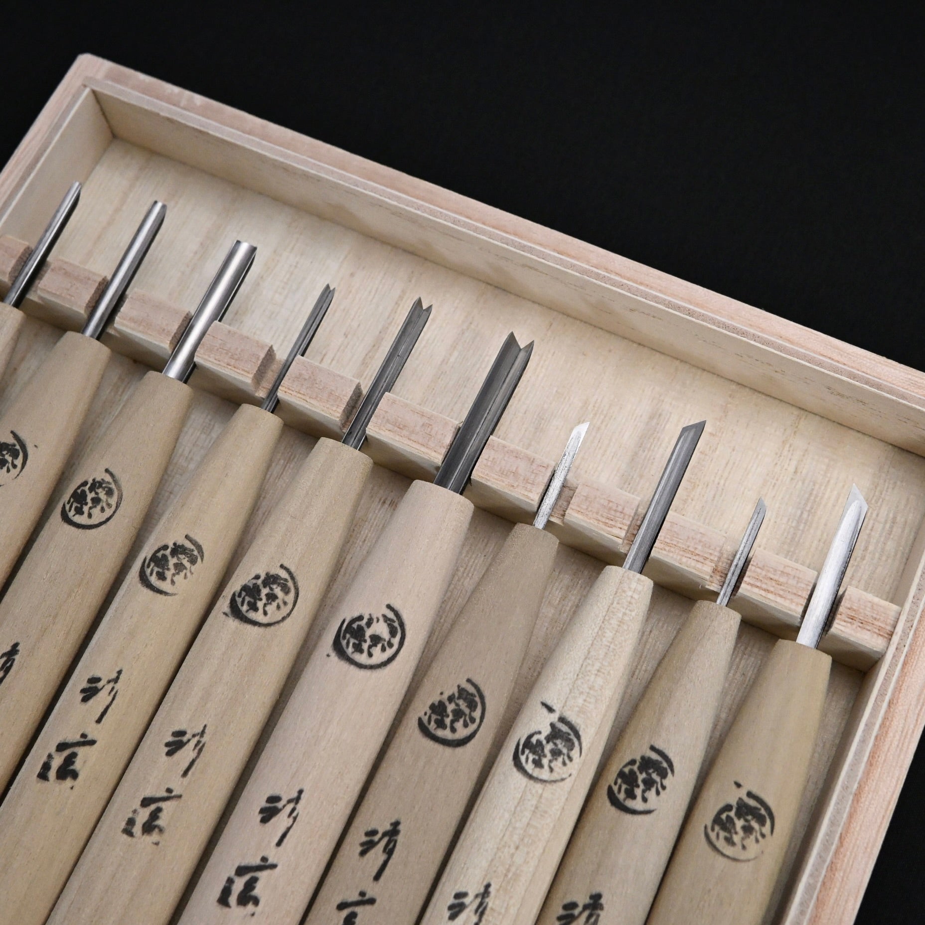 Sakae Carving chisels set with Blue steel by Chousei 栄 彫刻刀 10本組 青紙スーパー鋼 Chokokuto