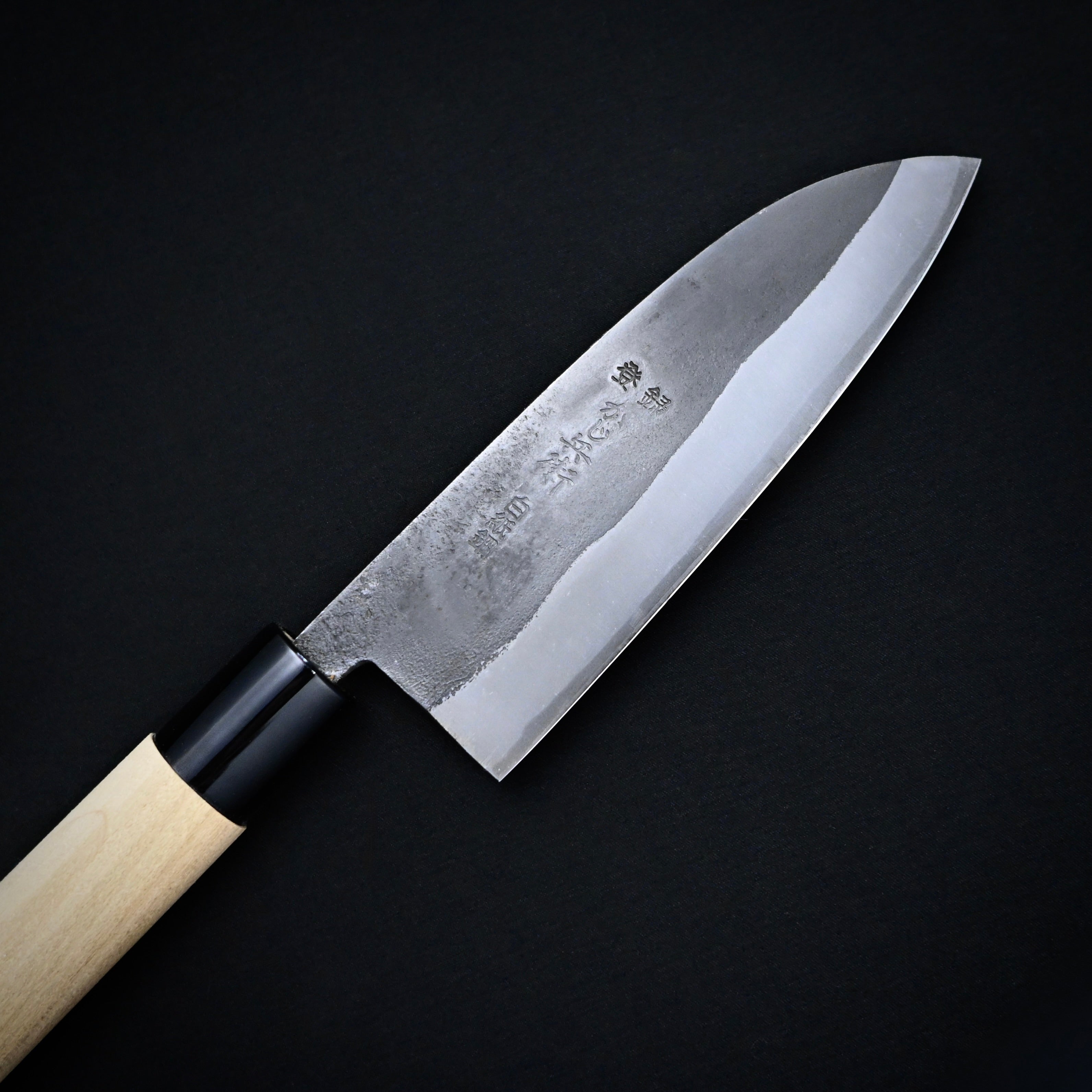 かじ兵衛 白紙鋼 黒打 三徳包丁 135mm Hand made Kajihei Santoku Knife with white steel