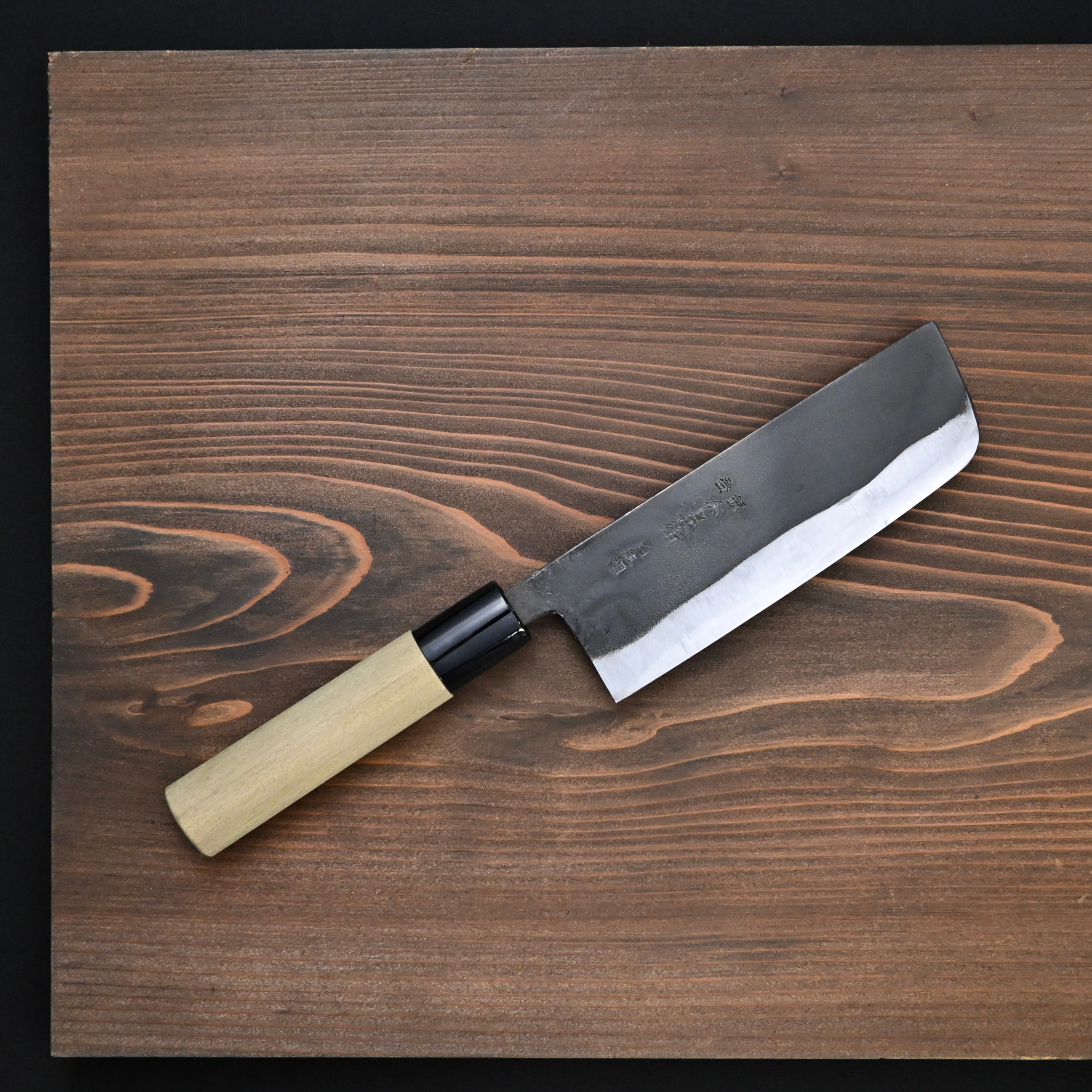 かじ兵衛 白紙鋼 黒打 地型包丁 135mm Hand made Kajihei Jigata Knife with white steel