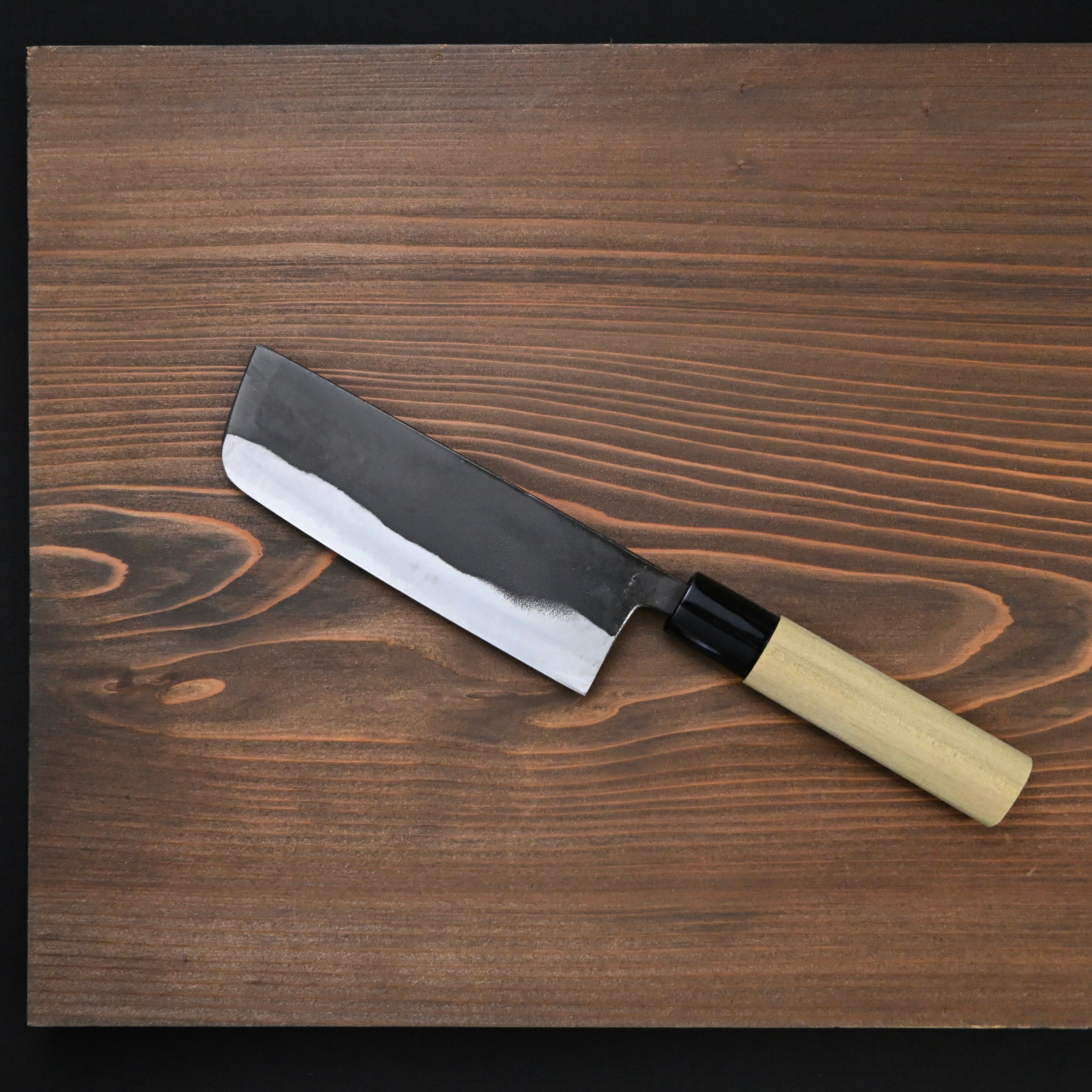 かじ兵衛 白紙鋼 黒打 地型包丁 135mm Hand made Kajihei Jigata Knife with white steel