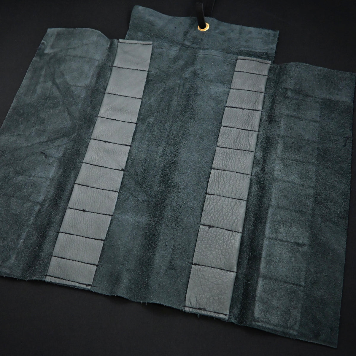 Daido Saw Leather Cloth Bag Glay 大道 本革グレー鋸巻 先カット内床革5枚 革紐付き