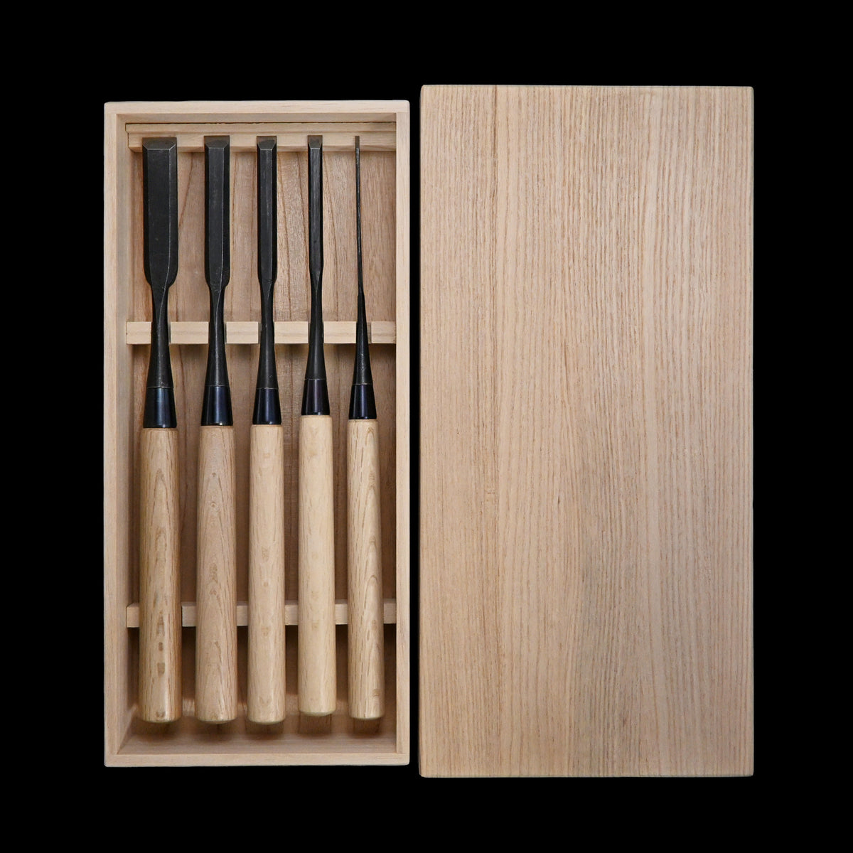 利久 面取薄鑿 5本組 Toshihisa Paring chisels Set (Usunomi) with white steel 5-Piece