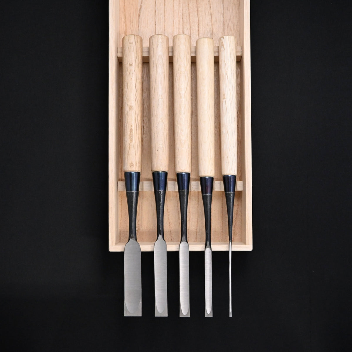 利久 面取薄鑿 5本組 Toshihisa Paring chisels Set (Usunomi) with white steel 5-Piece